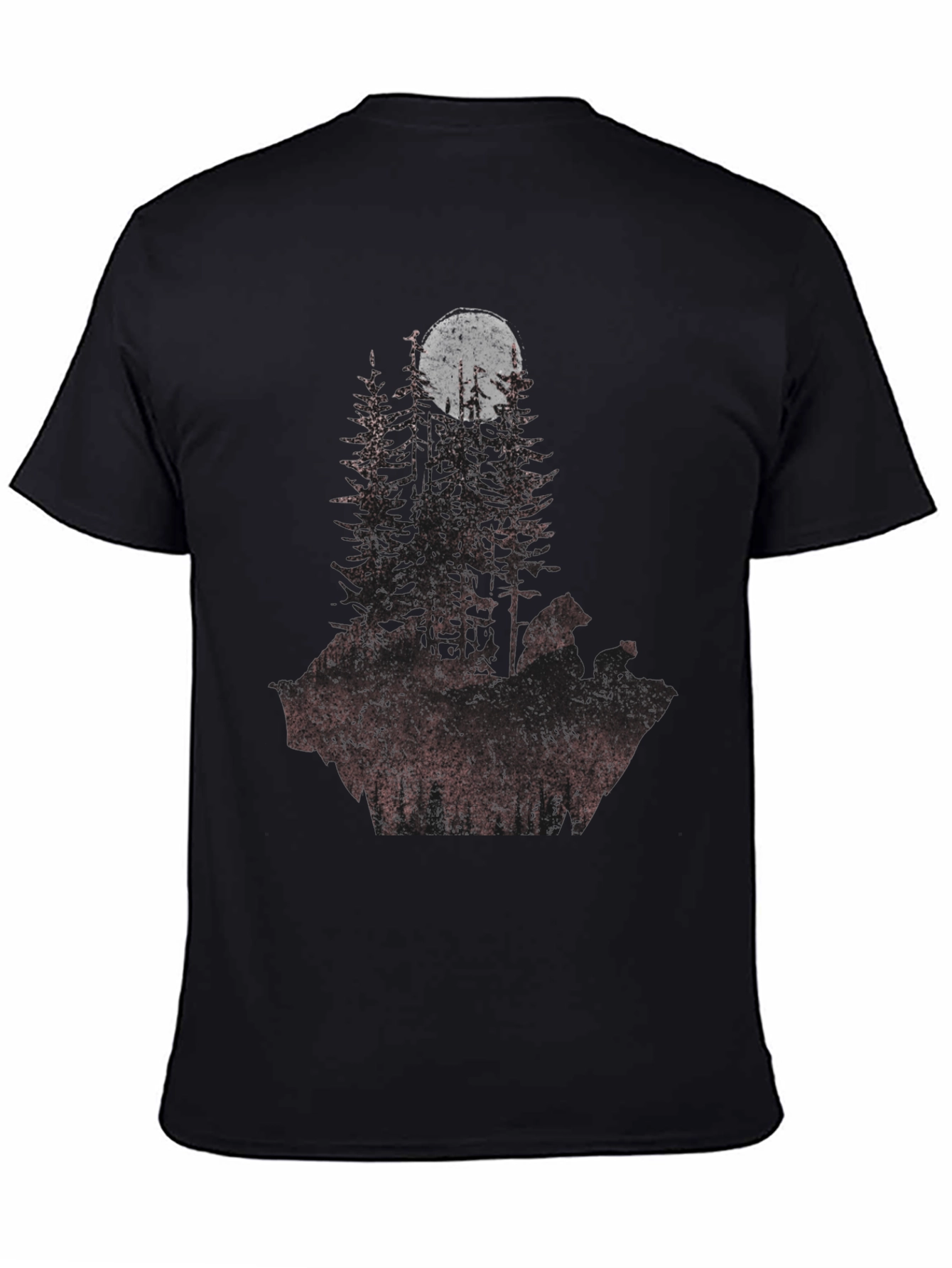 Mens Forest Moon Graphic Tee - Black