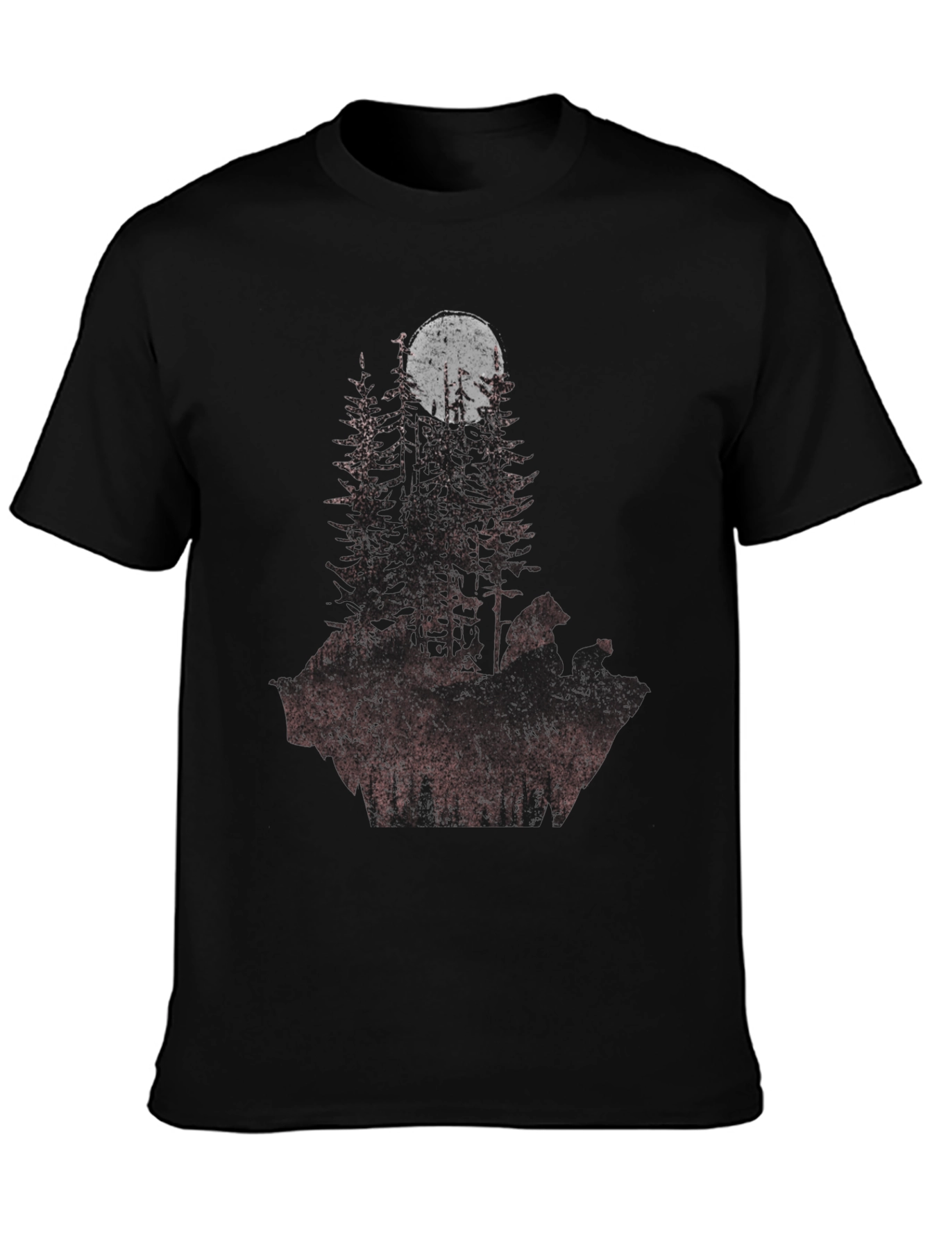 Mens Forest Moon Graphic Tee - Black