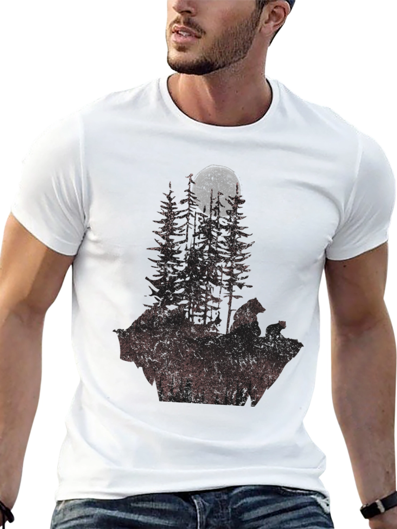 Mens Forest Moon Graphic Tee - Black