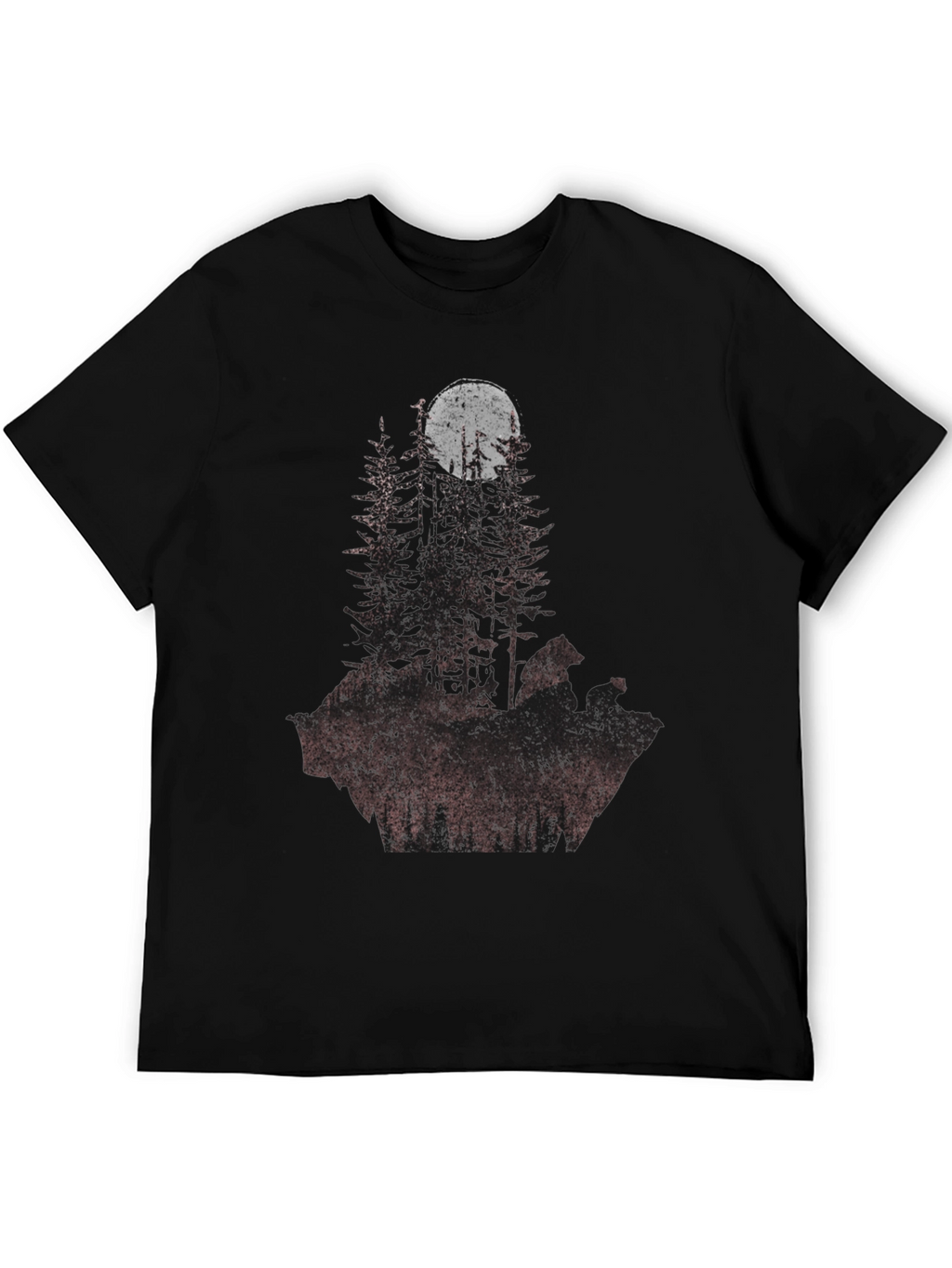 Mens Forest Moon Graphic Tee - Black