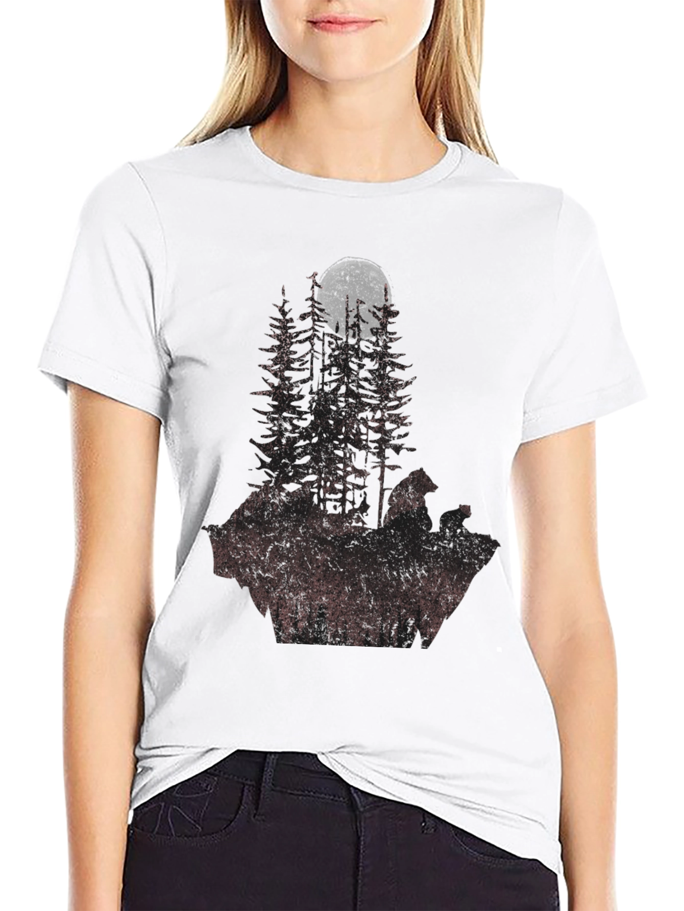 Mens Forest Moon Graphic Tee - Black