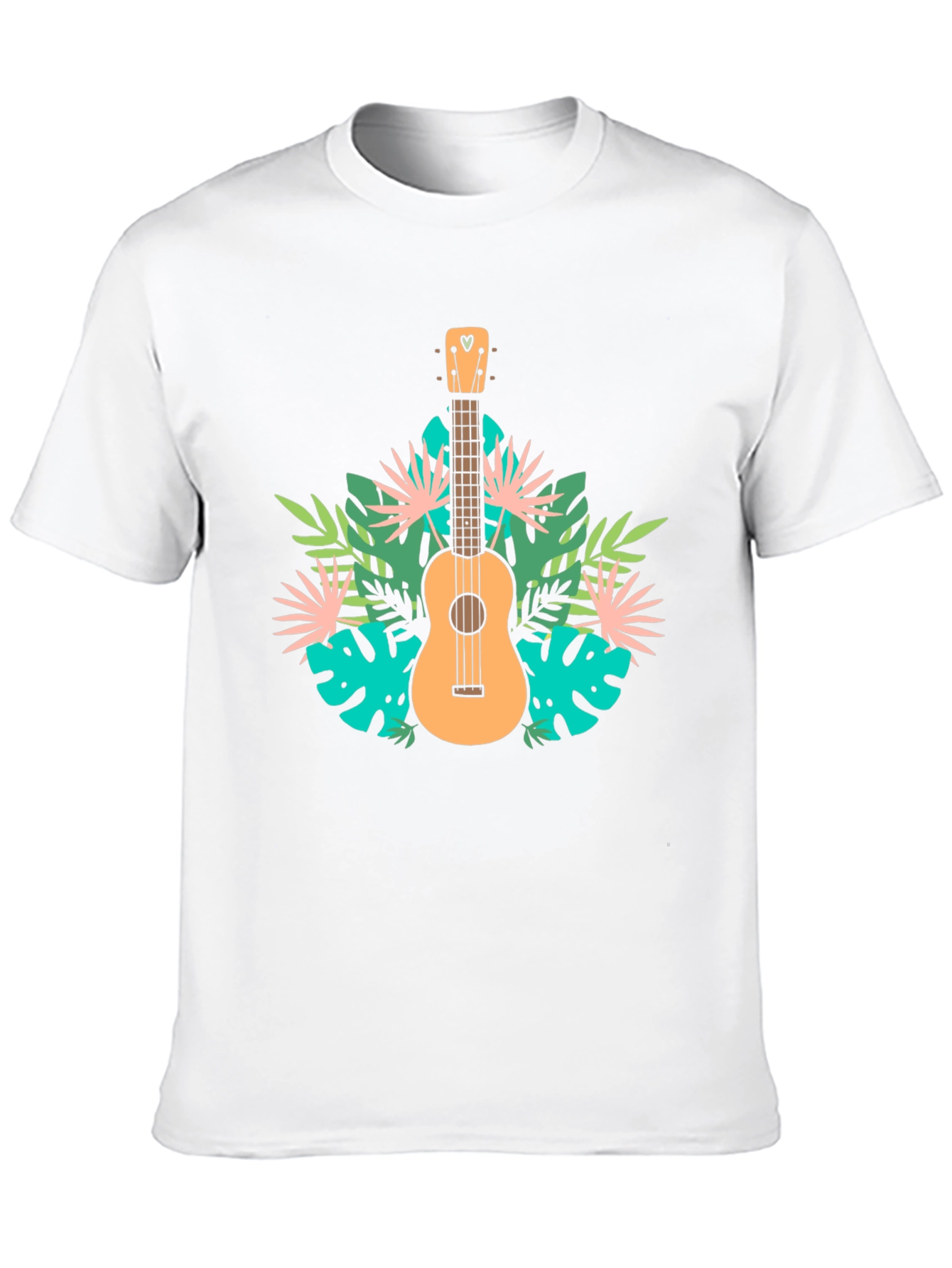 Tropical Ukulele Graphic Tee - Black Casual T-Shirt
