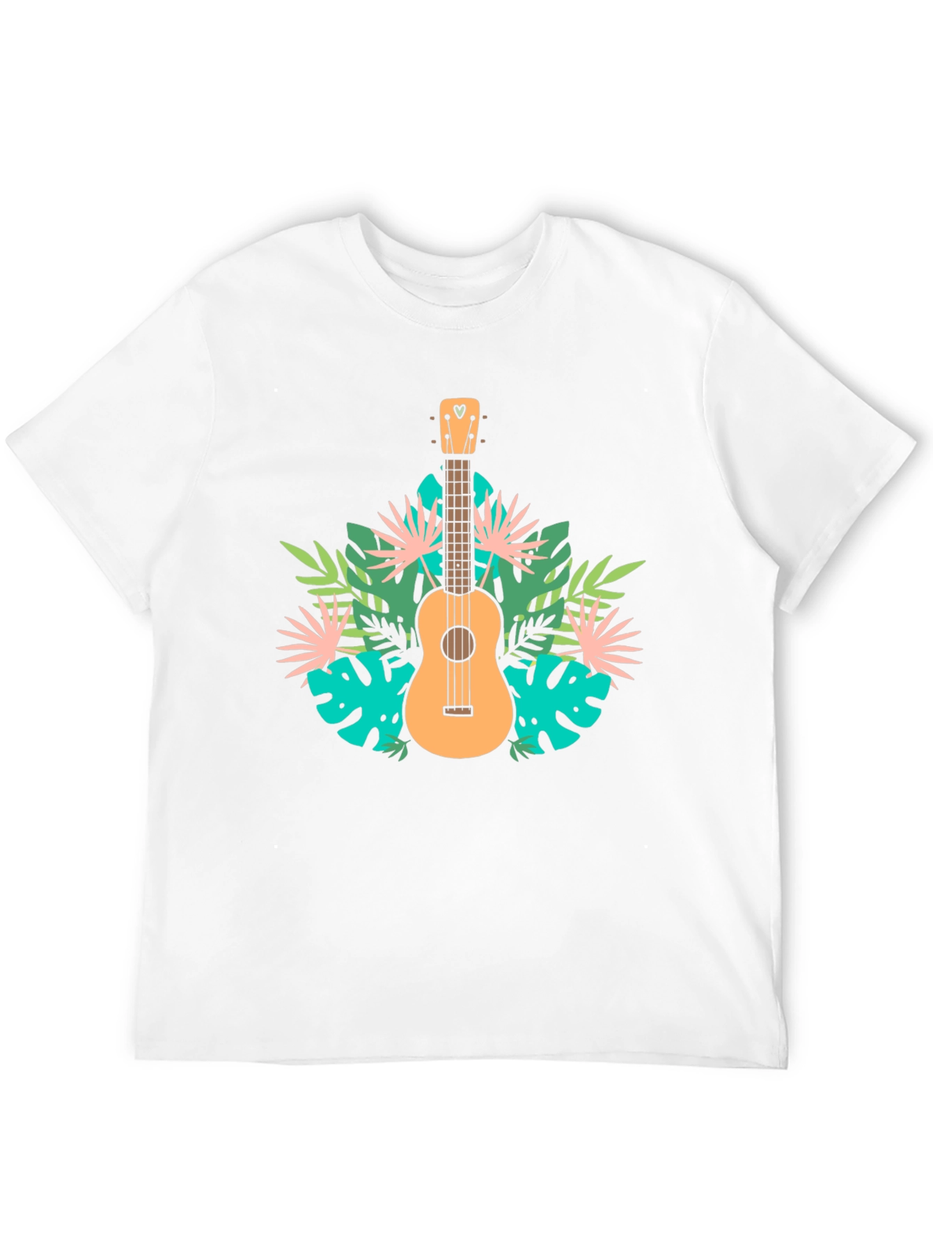 Tropical Ukulele Graphic Tee - Black Casual T-Shirt