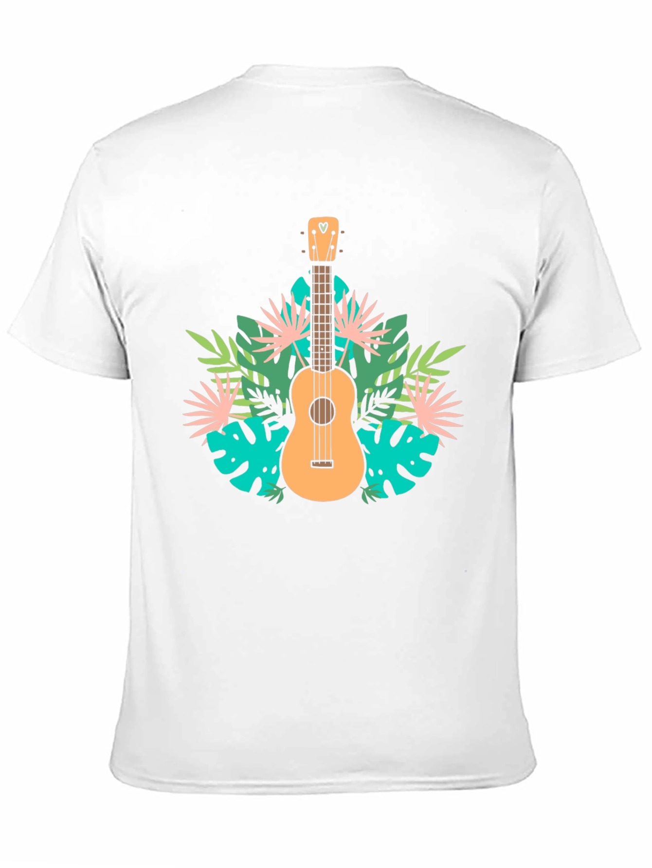 Tropical Ukulele Graphic Tee - Black Casual T-Shirt