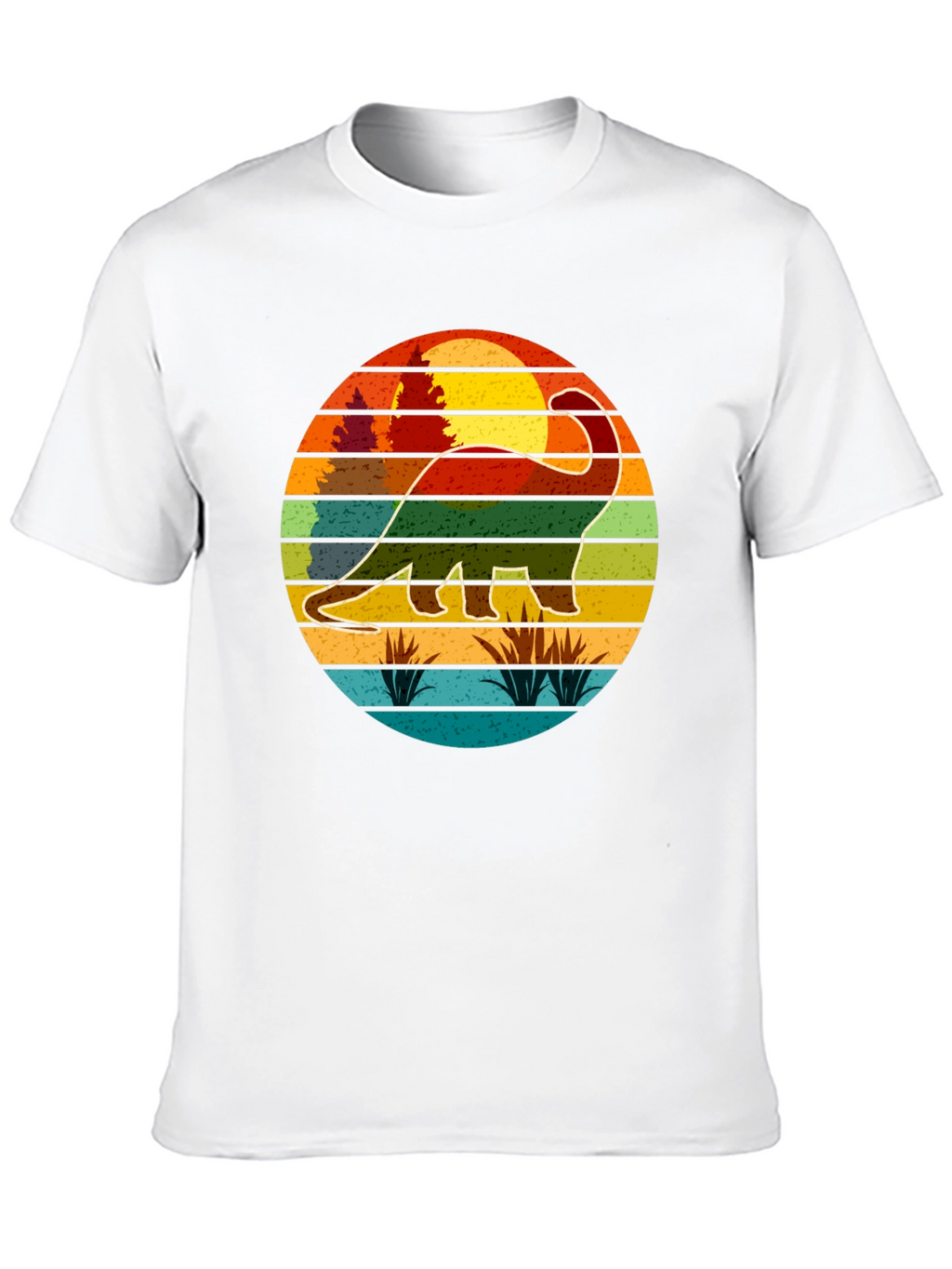 Retro Dinosaur Sunset Graphic T-Shirt