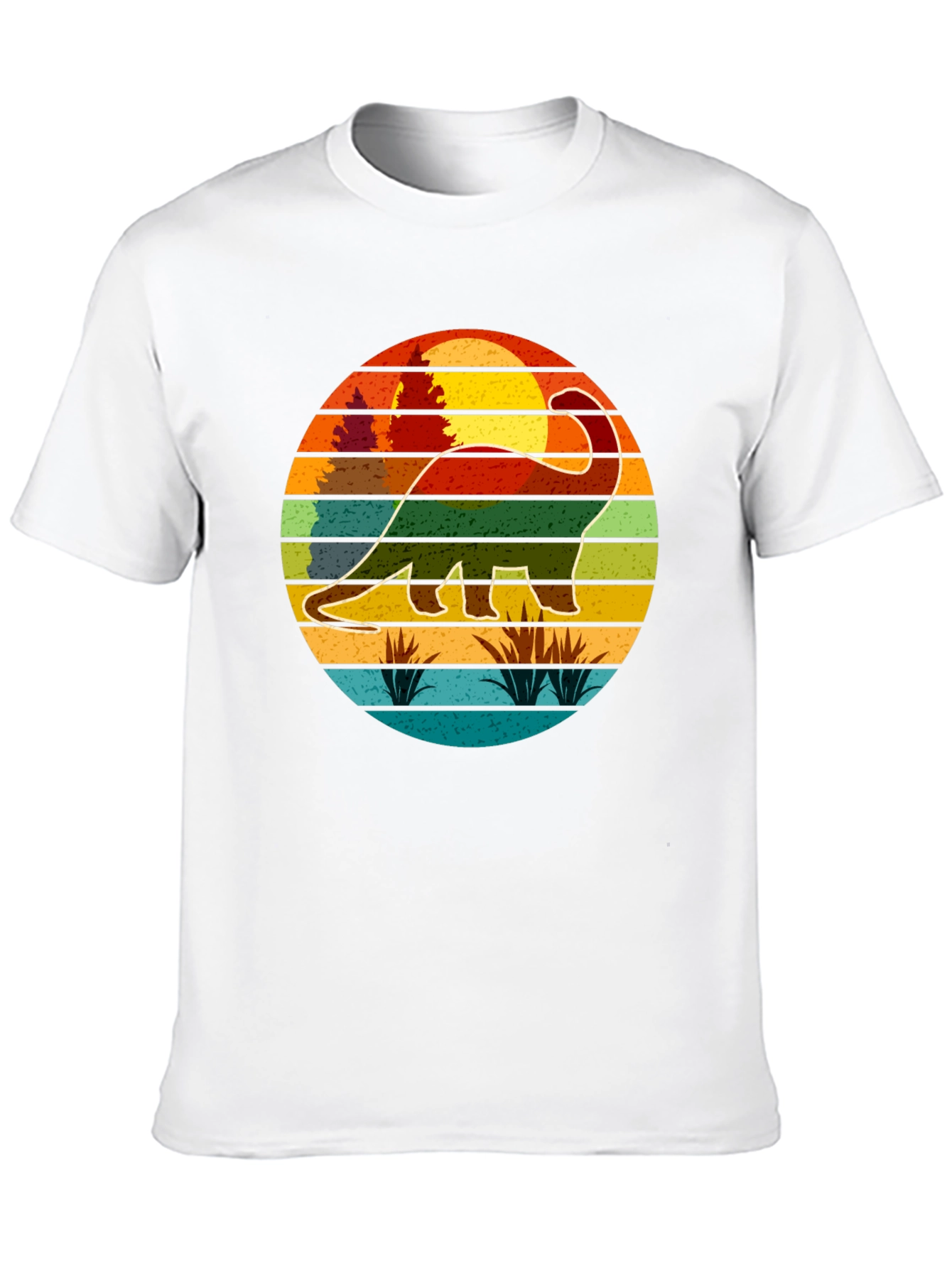Retro Dinosaur Sunset Graphic T-Shirt