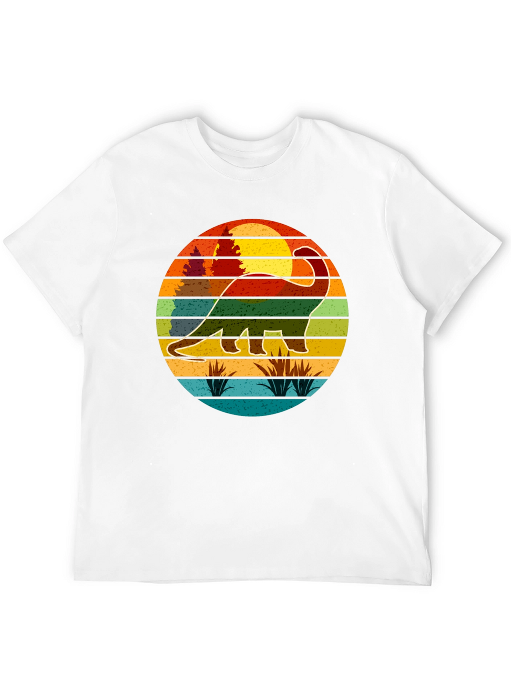 Retro Dinosaur Sunset Graphic T-Shirt