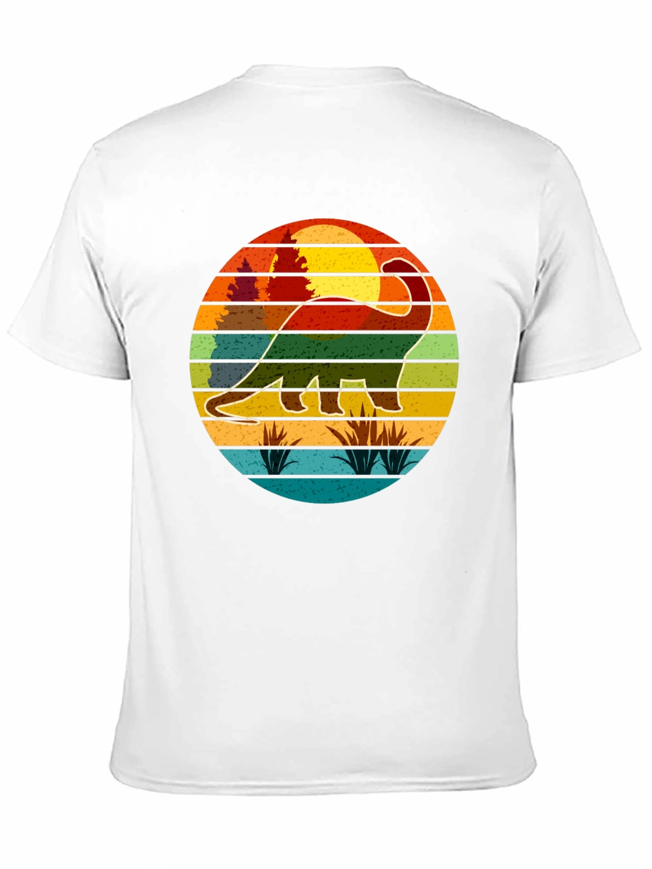 Retro Dinosaur Sunset Graphic T-Shirt