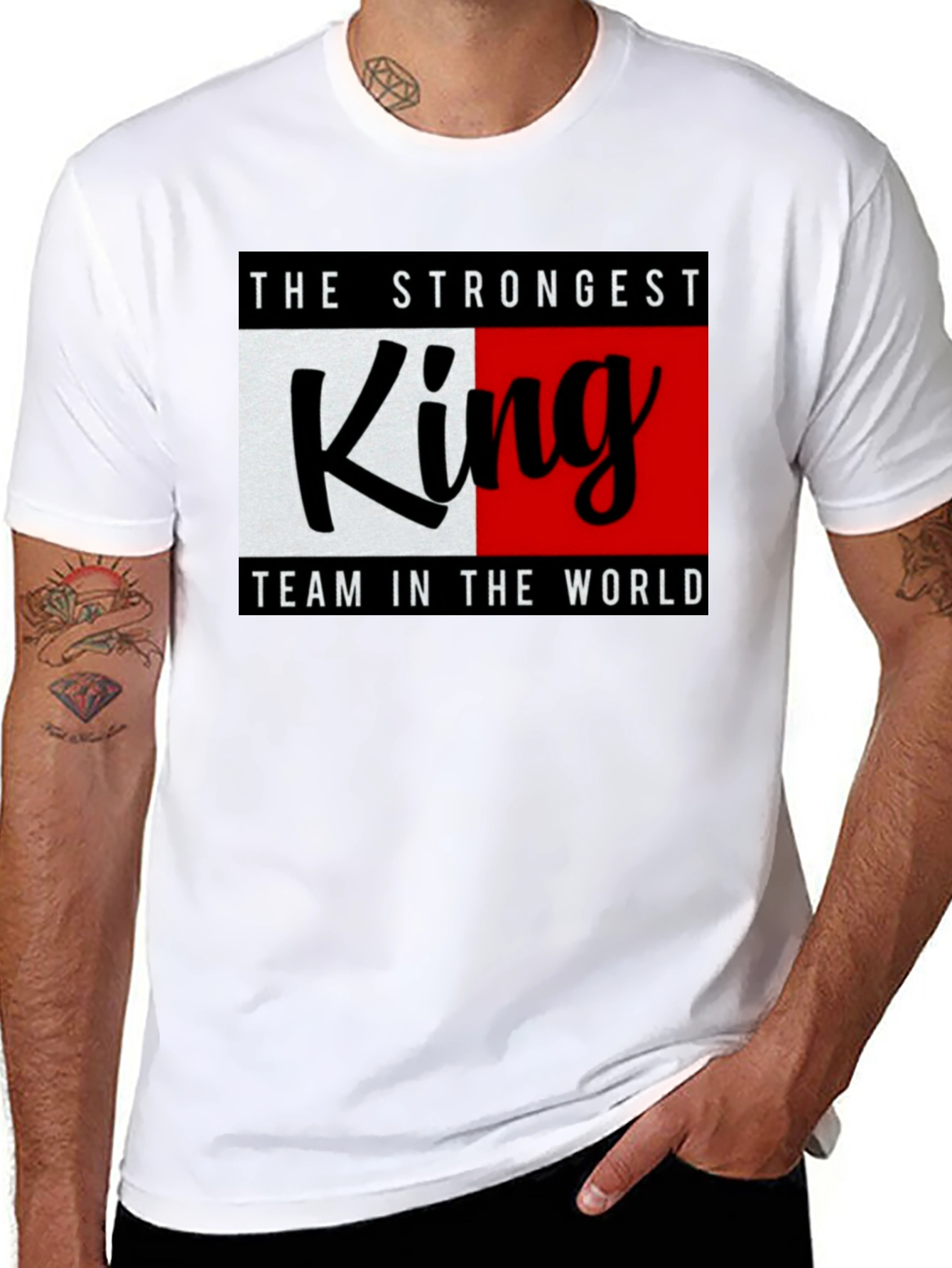 Strongest King Team T-Shirt - Black Crew Neck Tee
