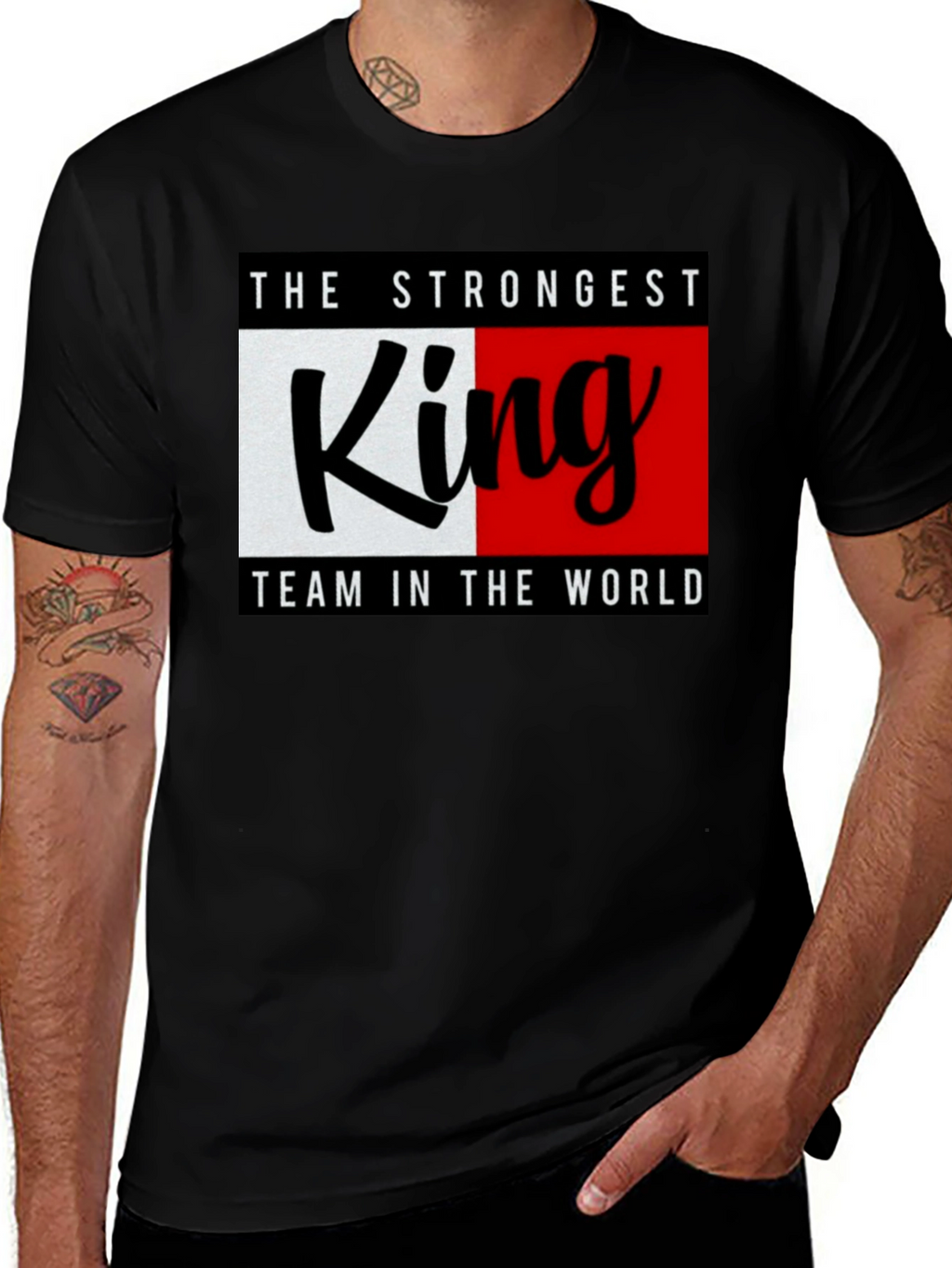 Strongest King Team T-Shirt - Black Crew Neck Tee