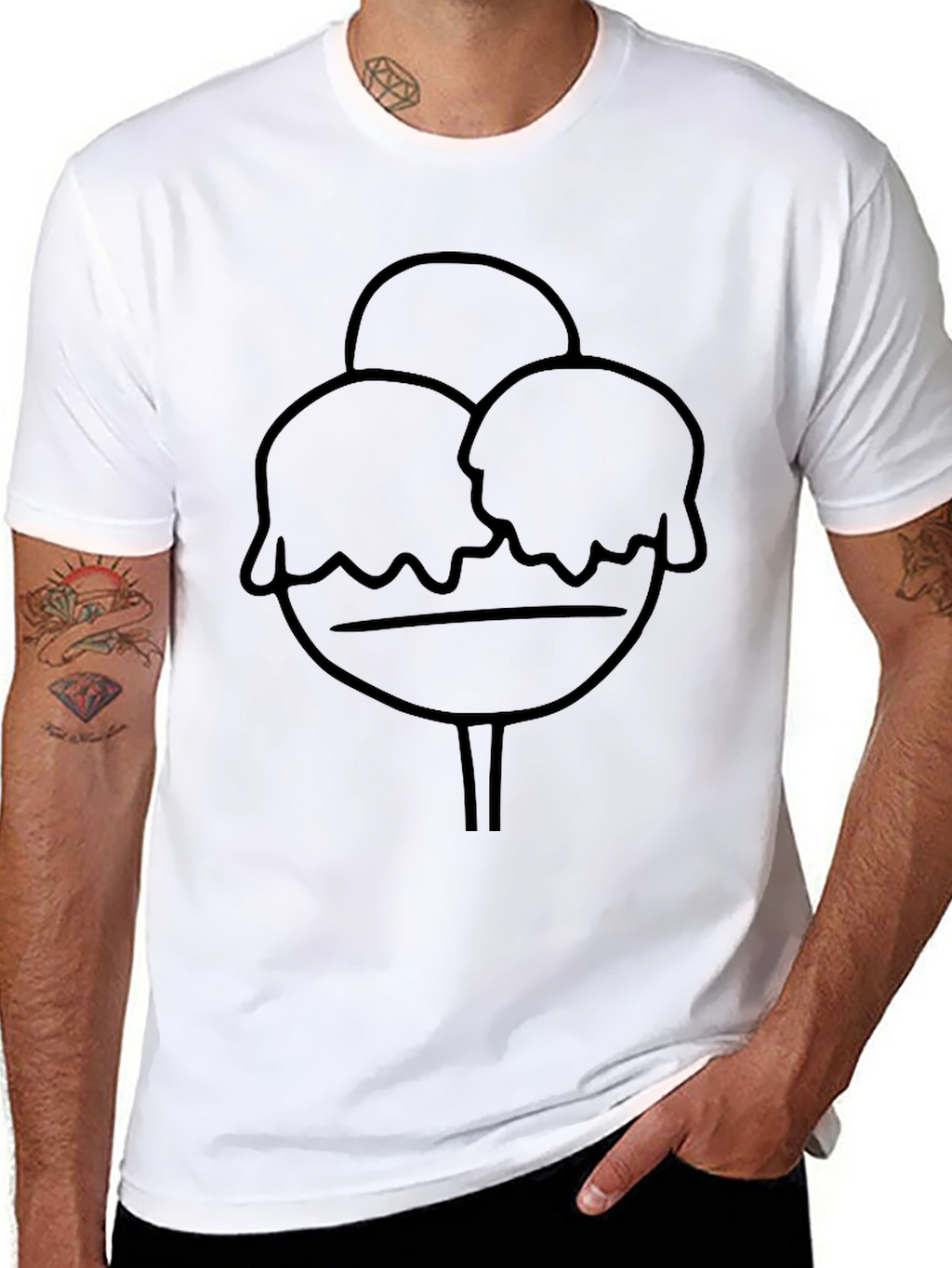 Ice Cream Graphic Tee - Casual Black T-Shirt