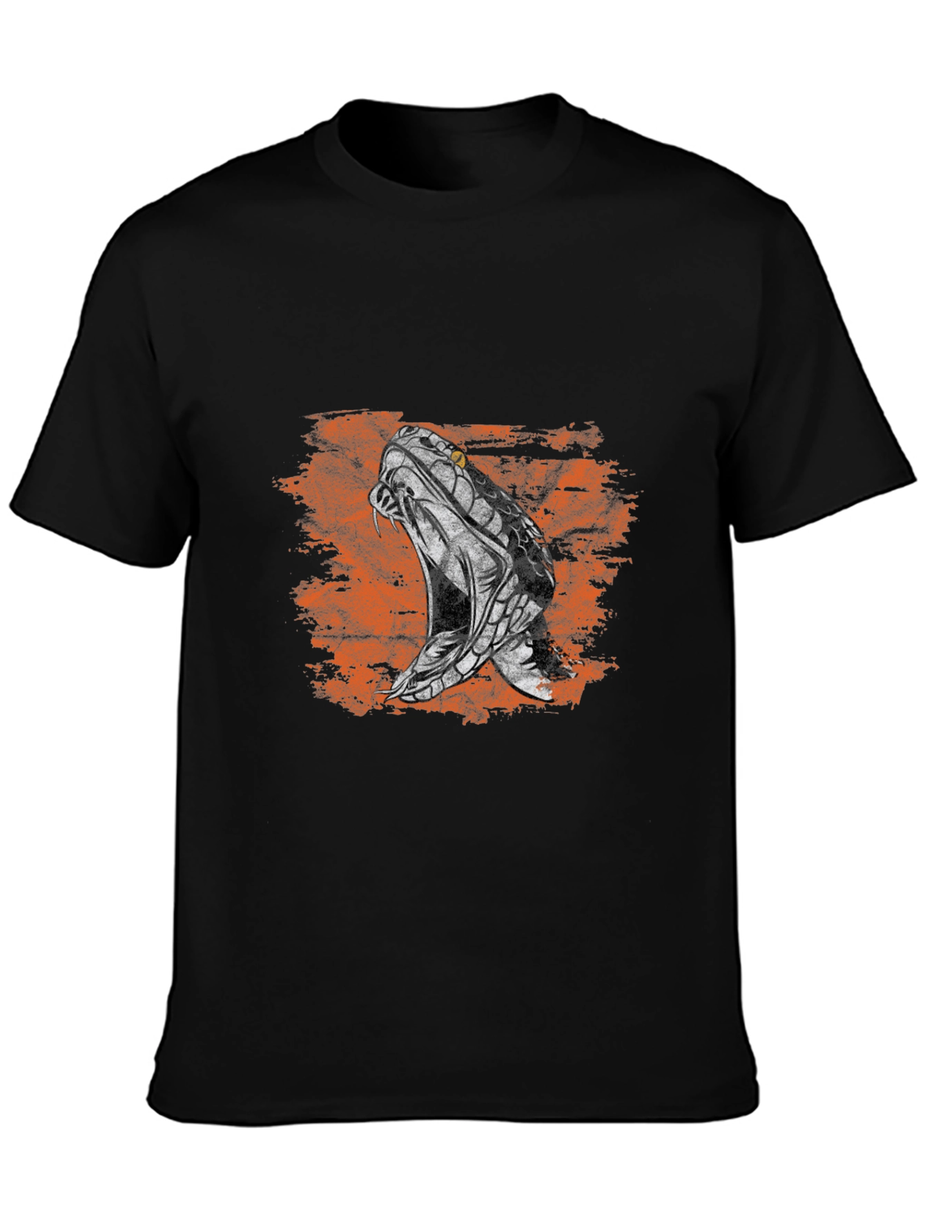 Snake Print Mens Black T-Shirt