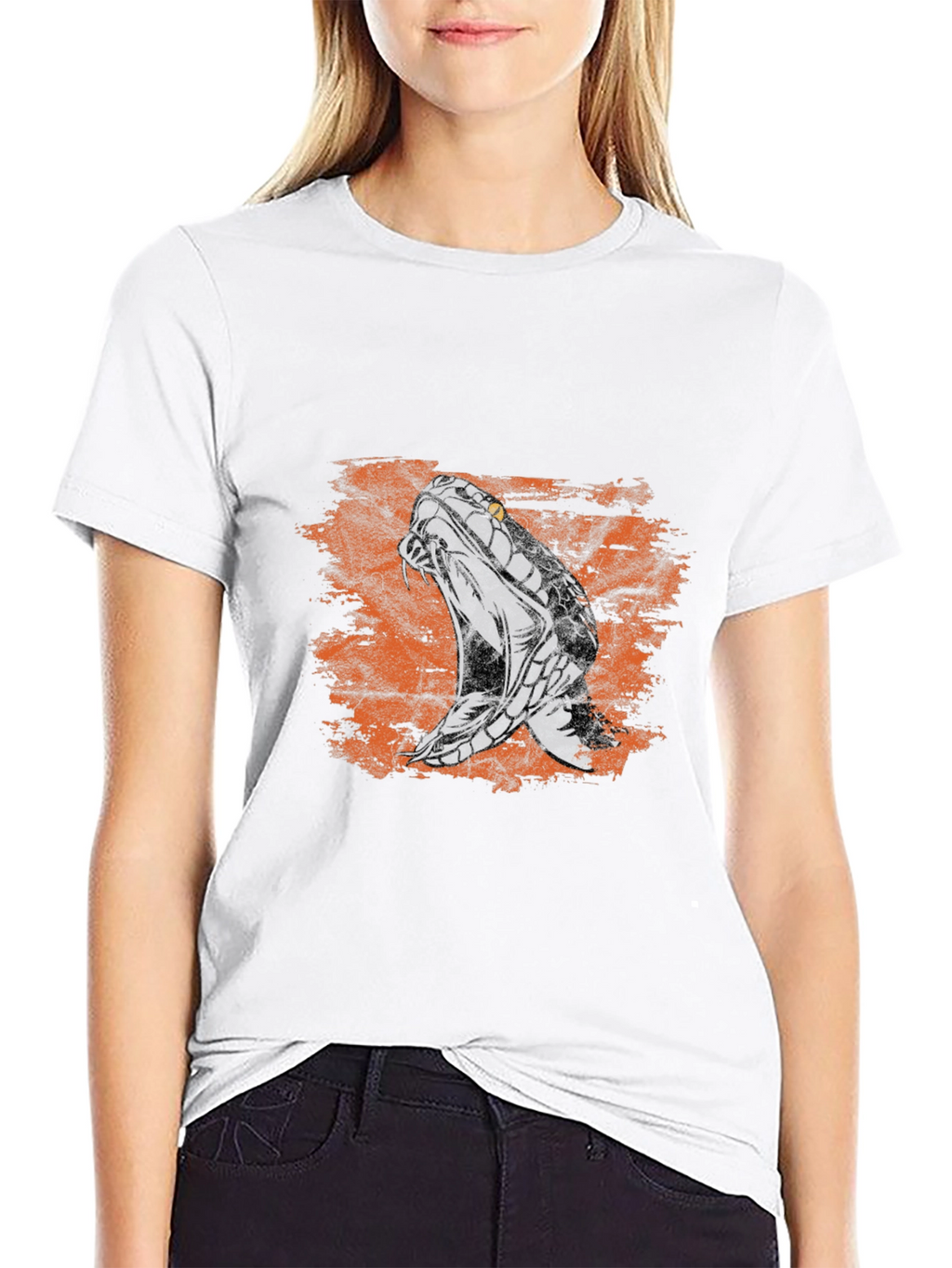 Snake Print Mens Black T-Shirt
