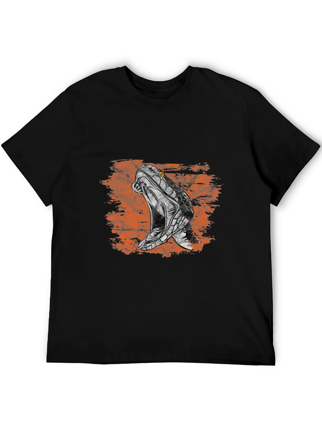 Snake Print Mens Black T-Shirt