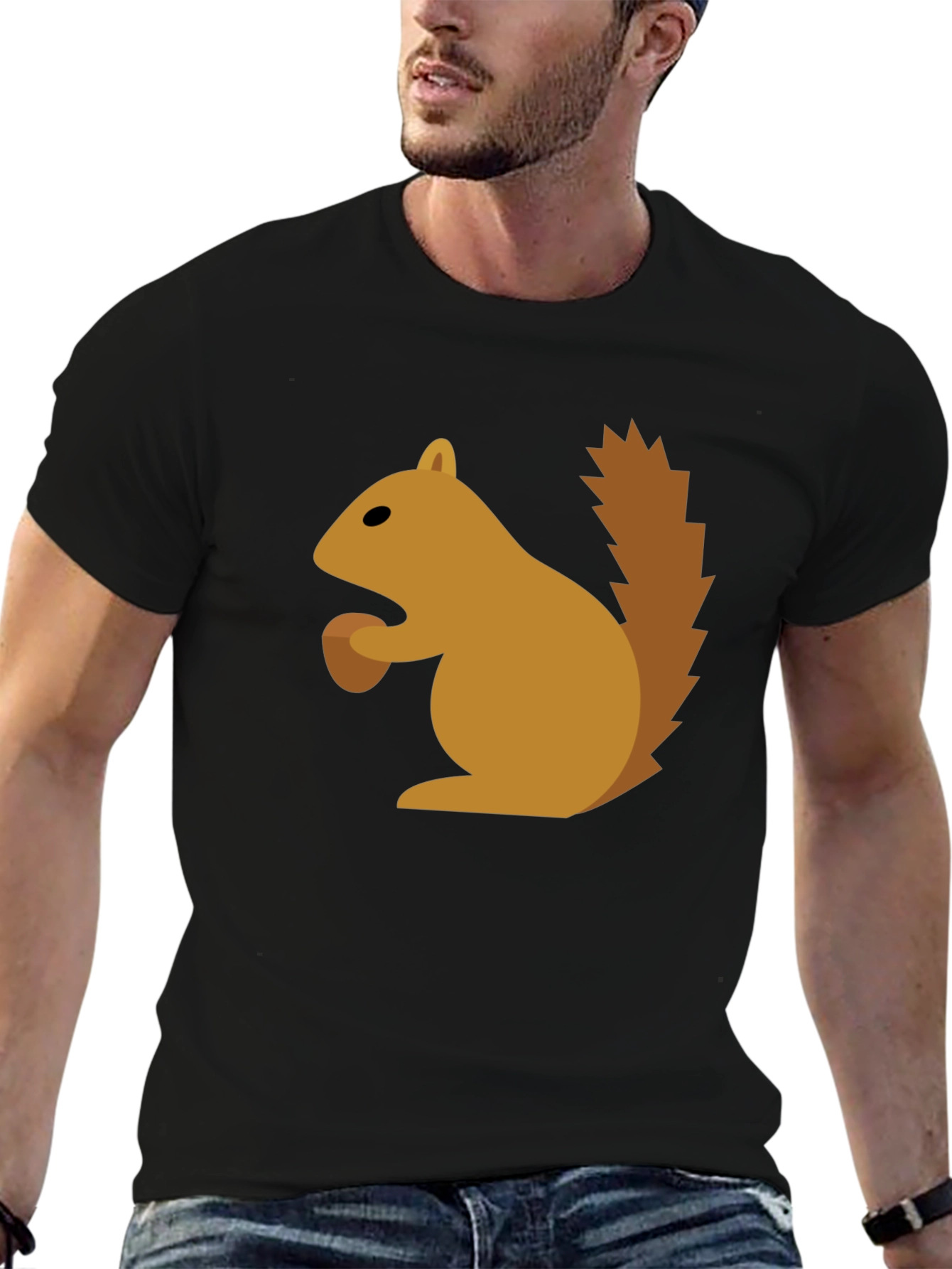 Squirrel Graphic Tee - Black Cotton T-Shirt