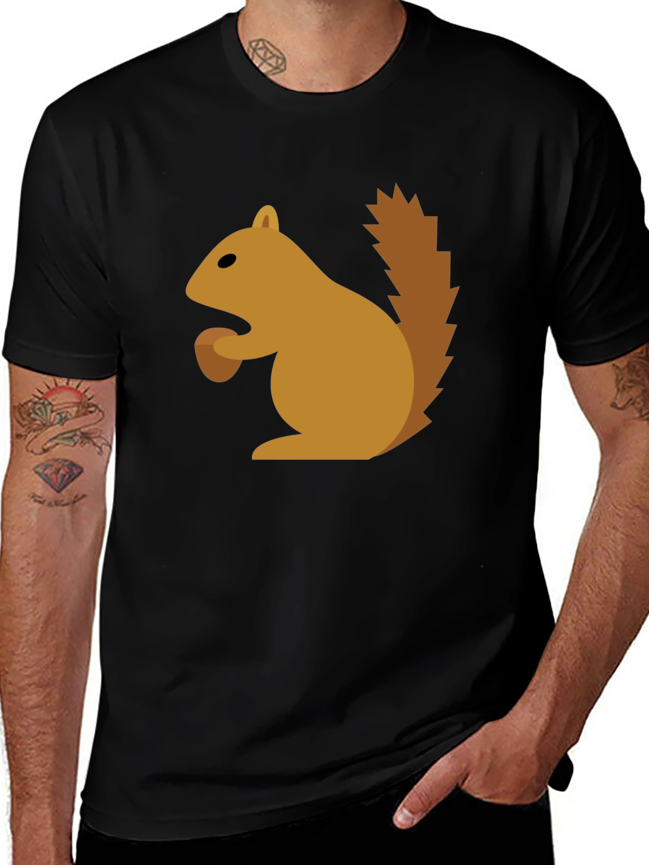 Squirrel Graphic Tee - Black Cotton T-Shirt