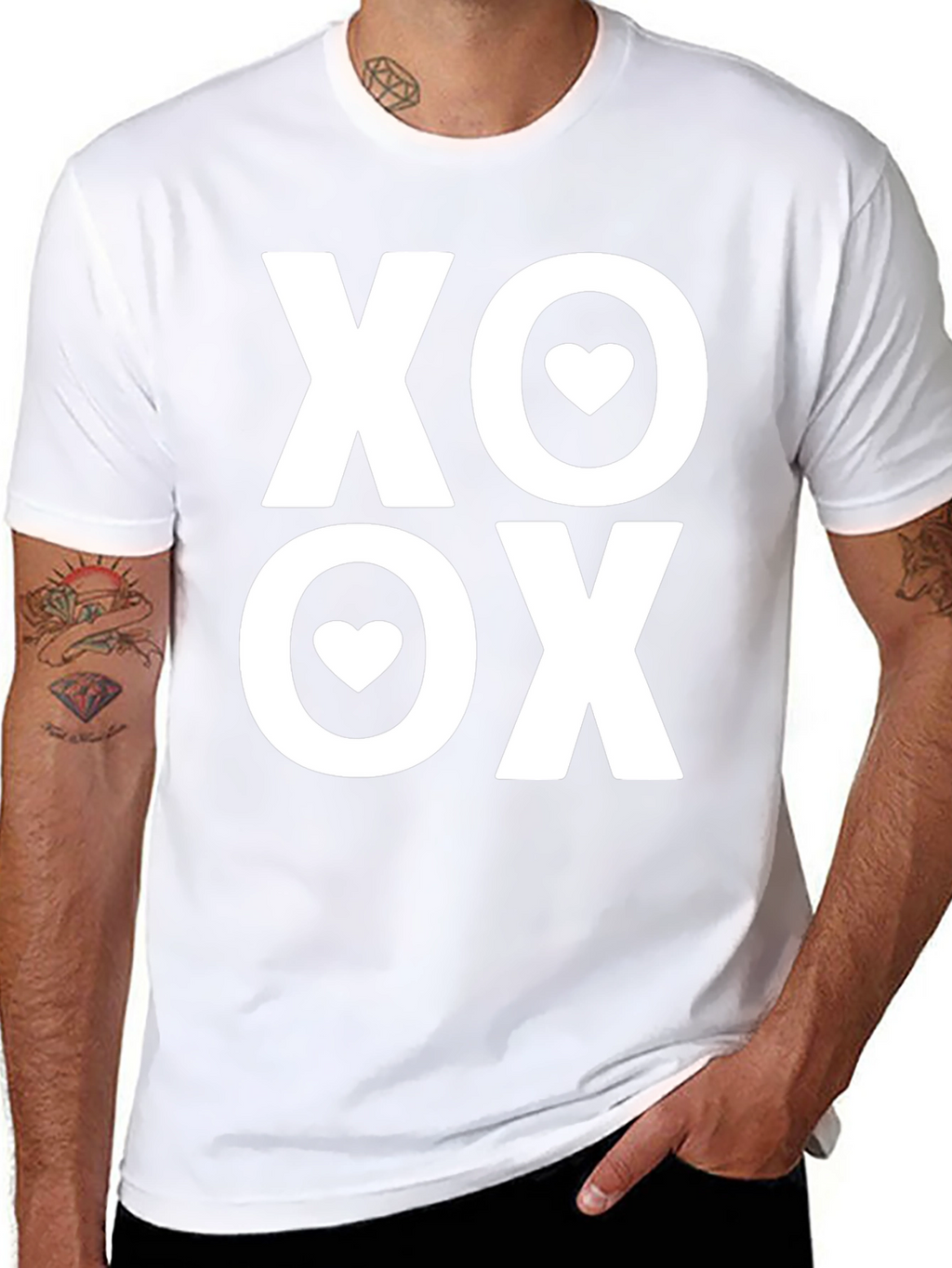 XO Heart Valentines Day Black T-Shirt