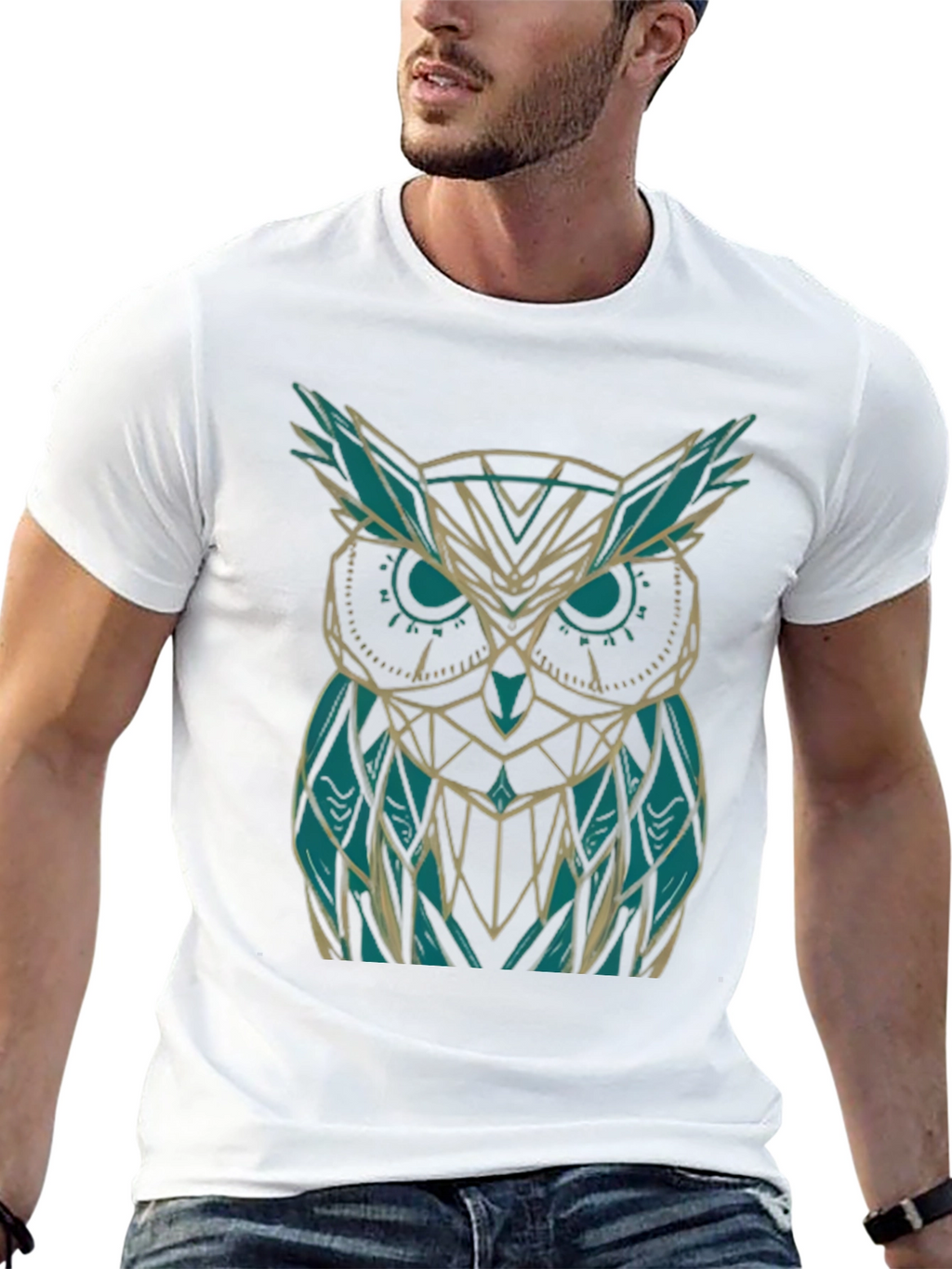 Geometric Owl Graphic Black T-Shirt