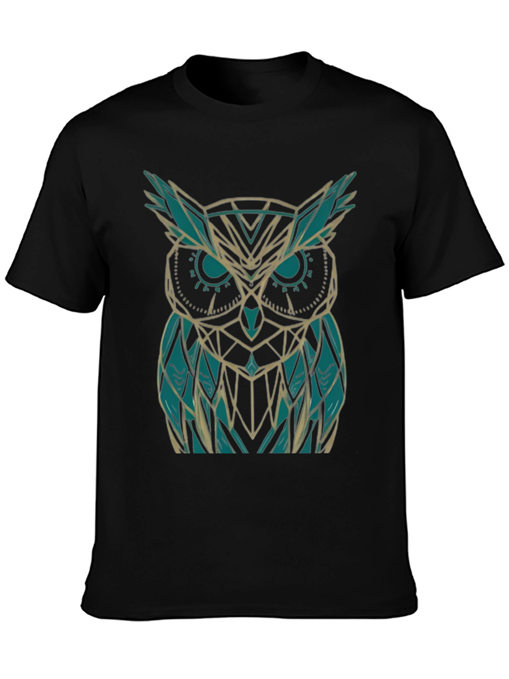 Geometric Owl Graphic Black T-Shirt