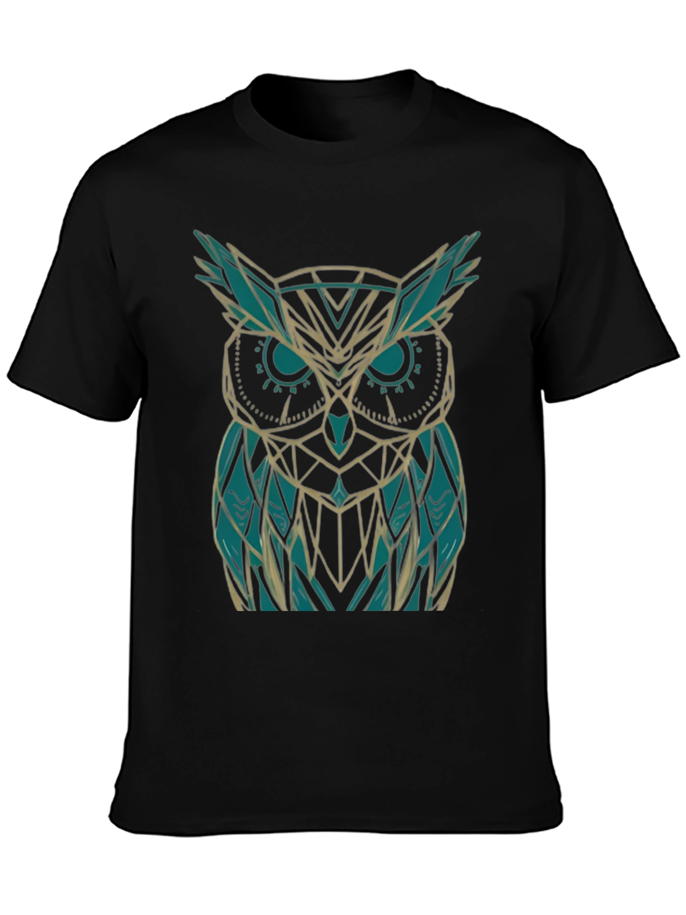 Geometric Owl Graphic Black T-Shirt