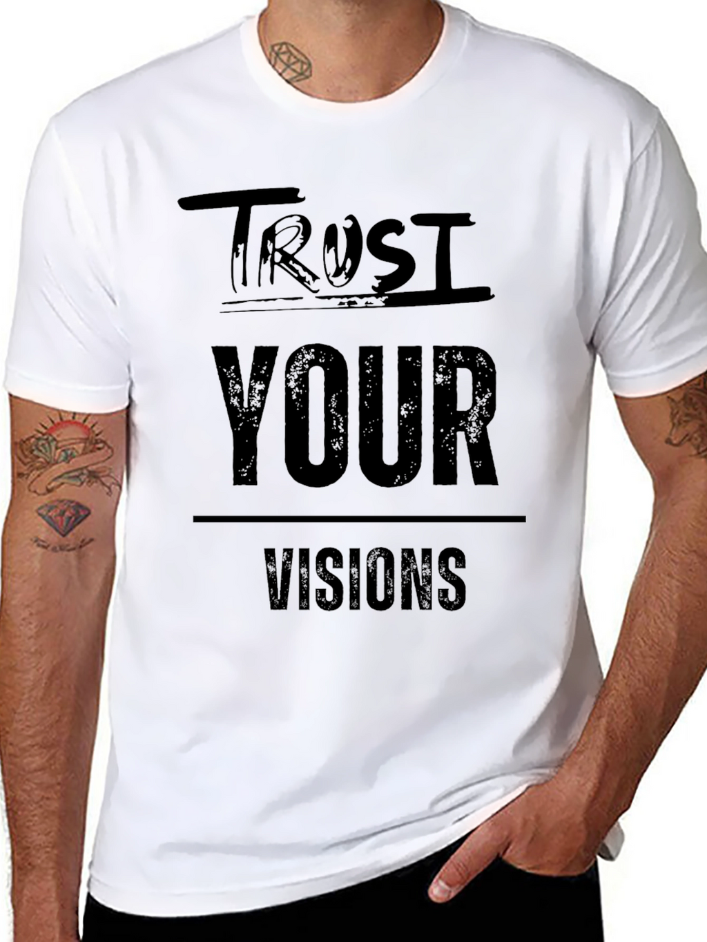 Trust Your Visions Graphic Tee - Black Cotton T-Shirt