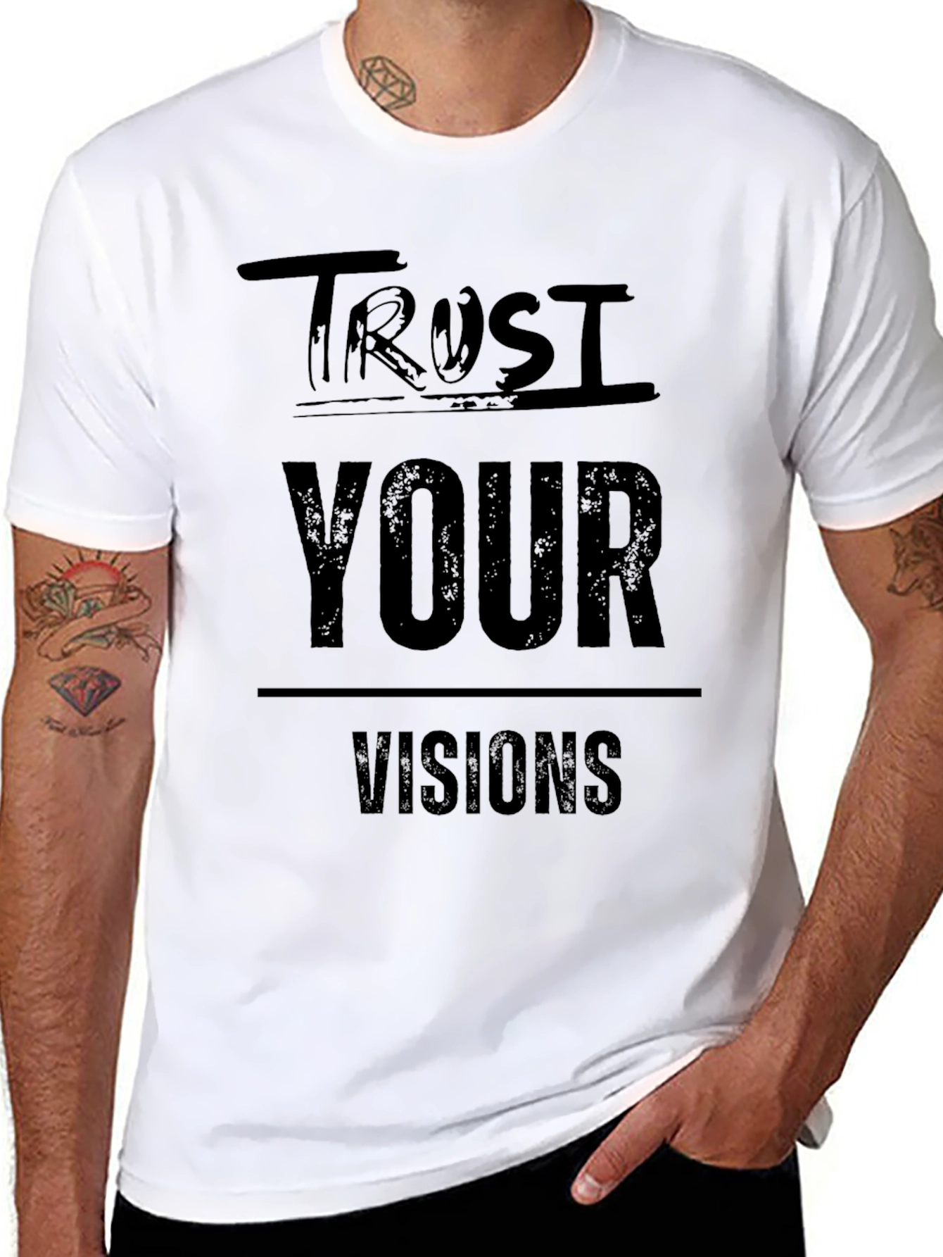Trust Your Visions Graphic Tee - Black Cotton T-Shirt