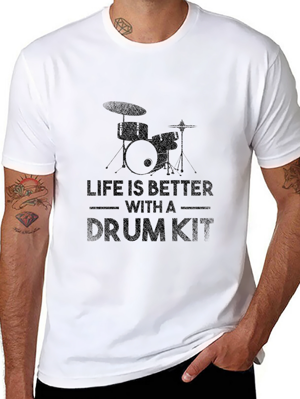 Life Is Better With a Drum Kit Black T-Shirt