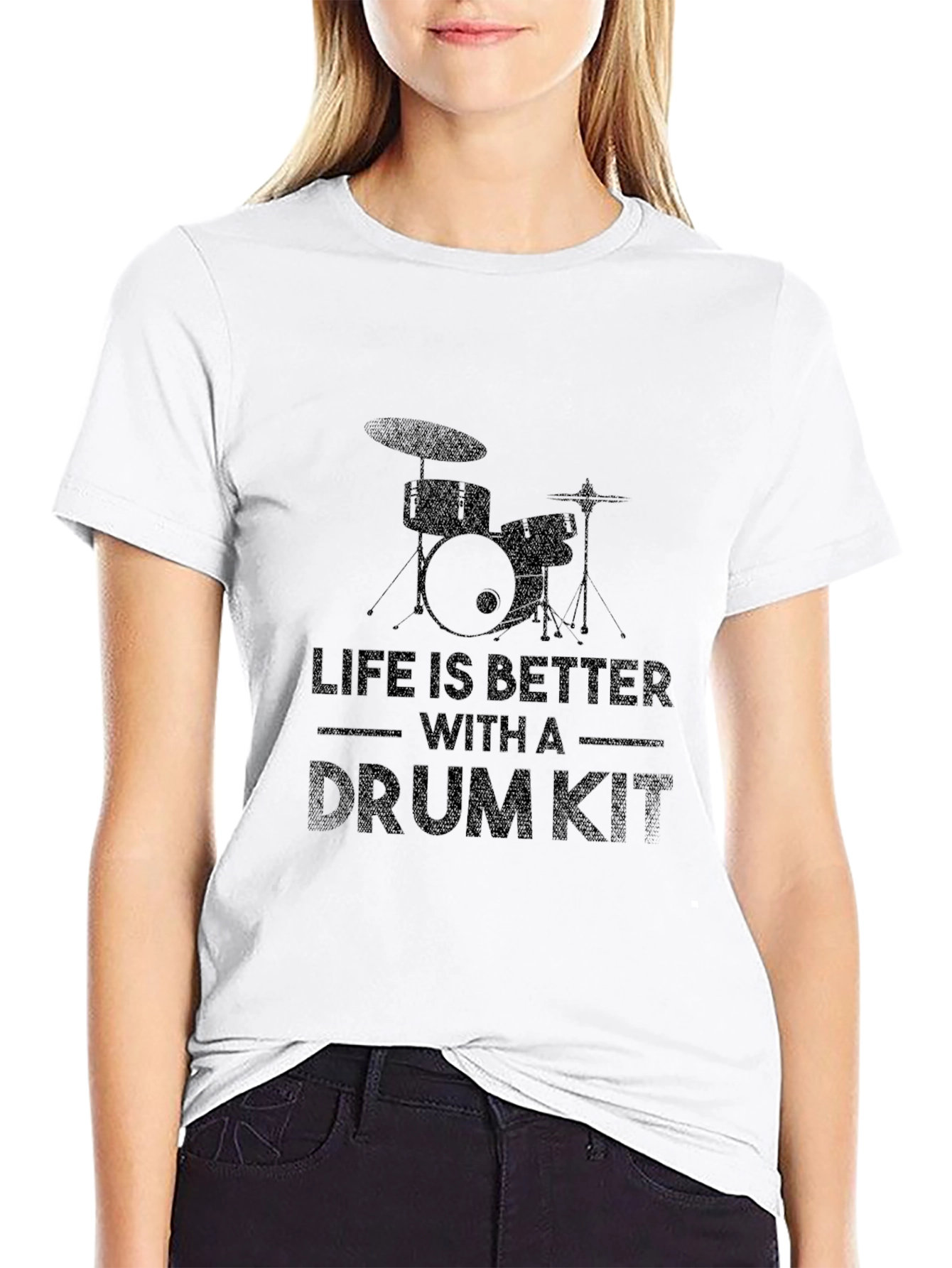 Life Is Better With a Drum Kit Black T-Shirt