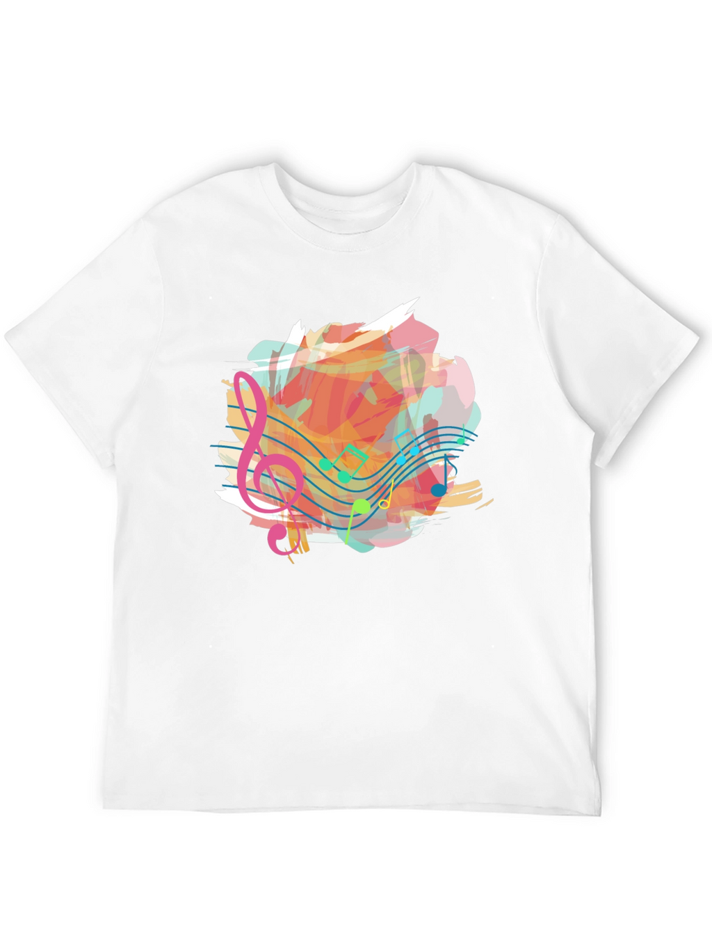 Musical Note Splash Graphic Tee - Black Cotton Shirt