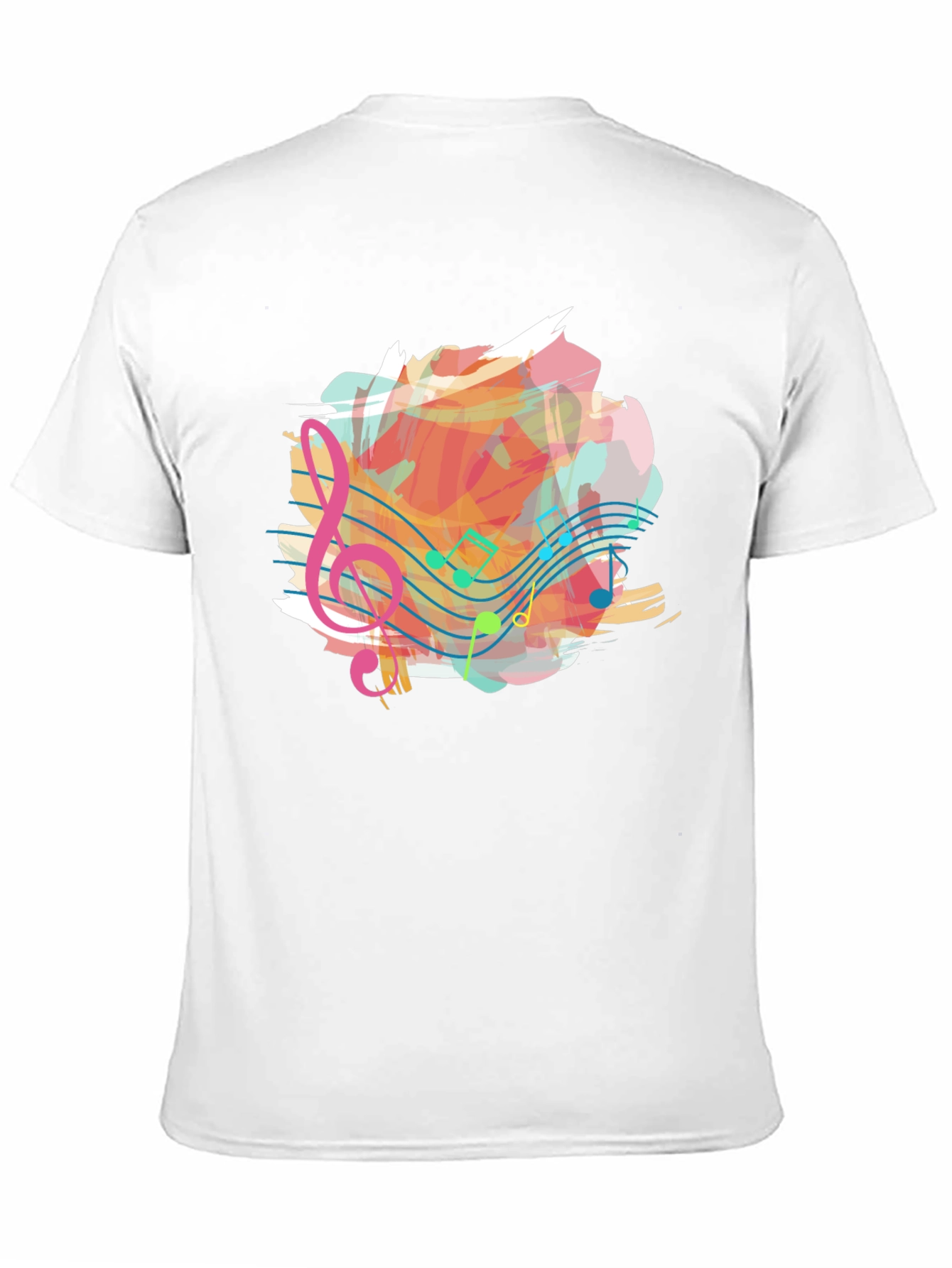 Musical Note Splash Graphic Tee - Black Cotton Shirt