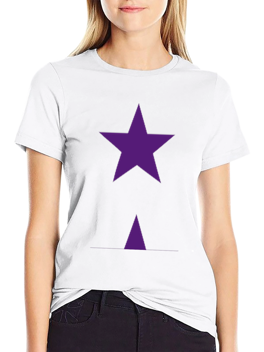 Purple Star Graphic T-Shirt - Casual Black Tee