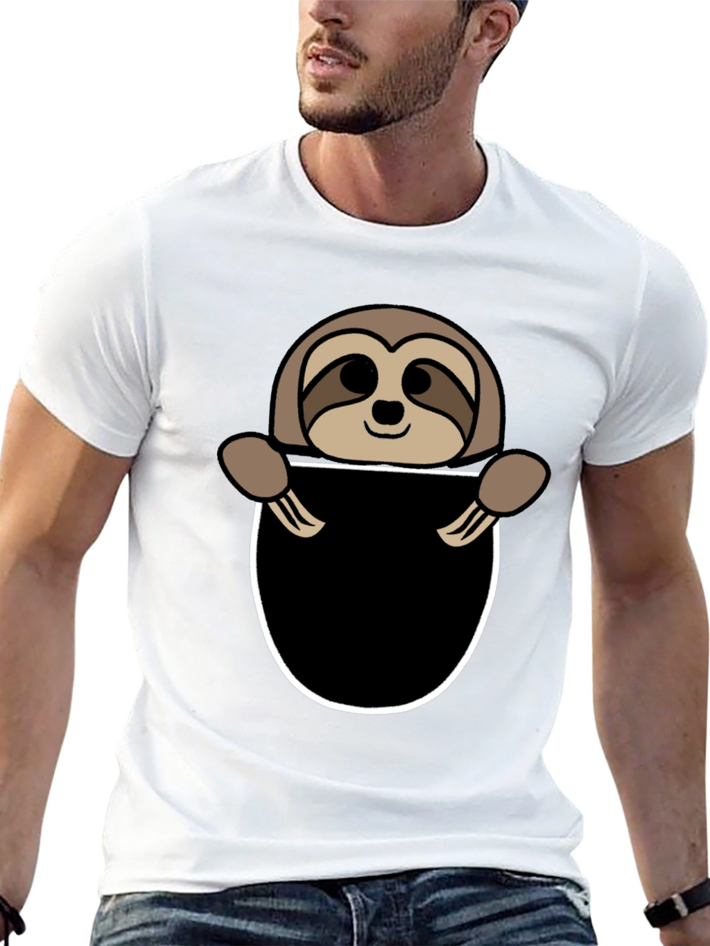 Sloth Pocket Graphic Tee - Novelty Animal T-Shirt