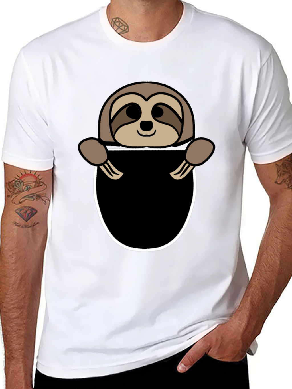 Sloth Pocket Graphic Tee - Novelty Animal T-Shirt