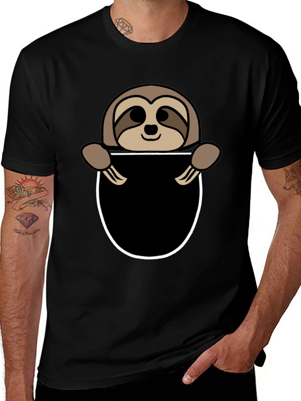 Sloth Pocket Graphic Tee - Novelty Animal T-Shirt