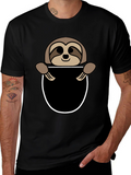 Sloth Pocket Graphic Tee - Novelty Animal T-Shirt