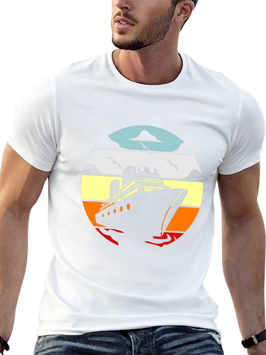 Cruise Ship Sunset Graphic Tee
