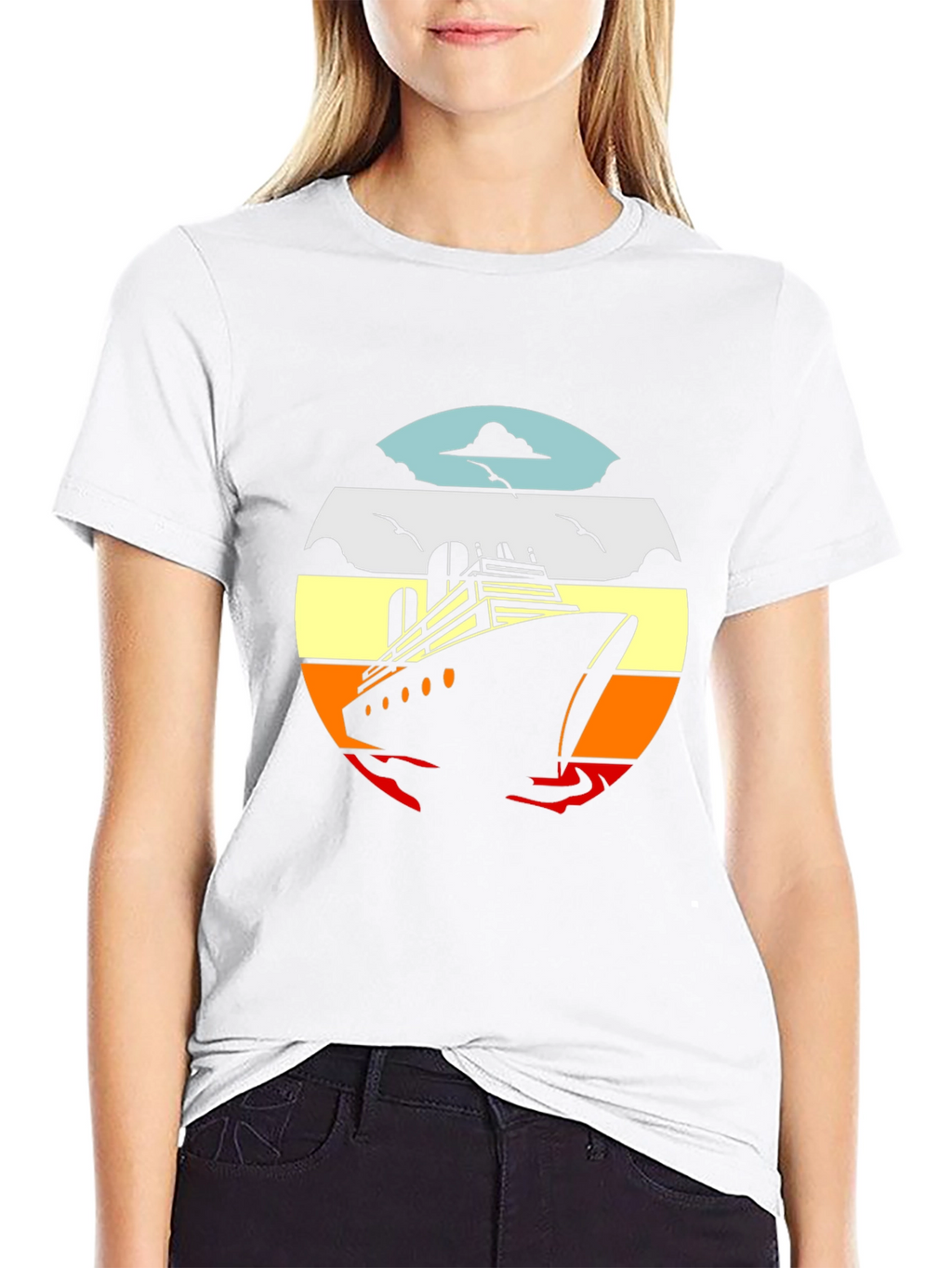 Cruise Ship Sunset Graphic Tee