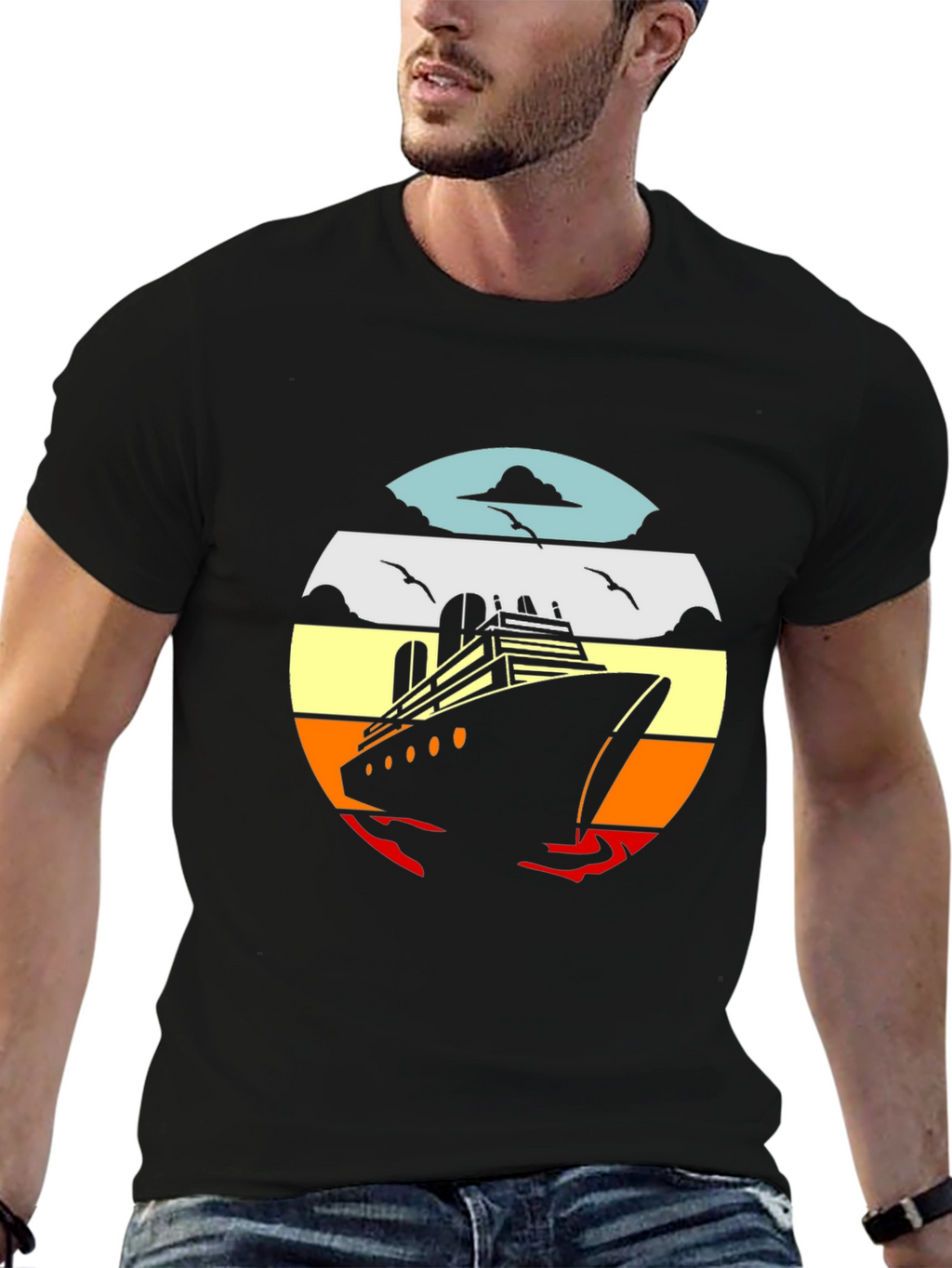 Cruise Ship Sunset Graphic Tee