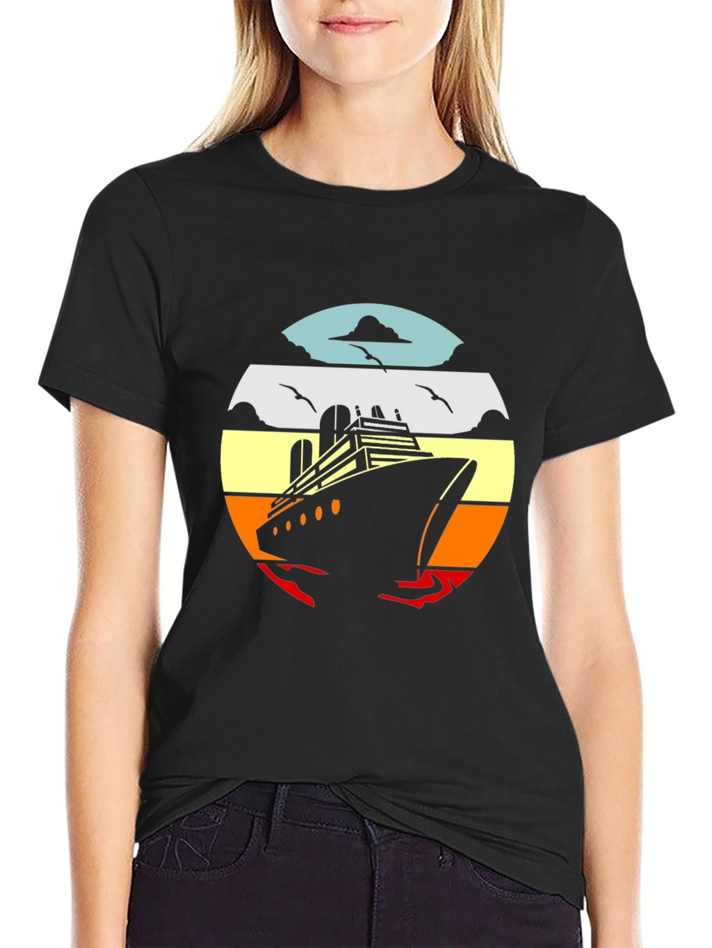 Cruise Ship Sunset Graphic Tee