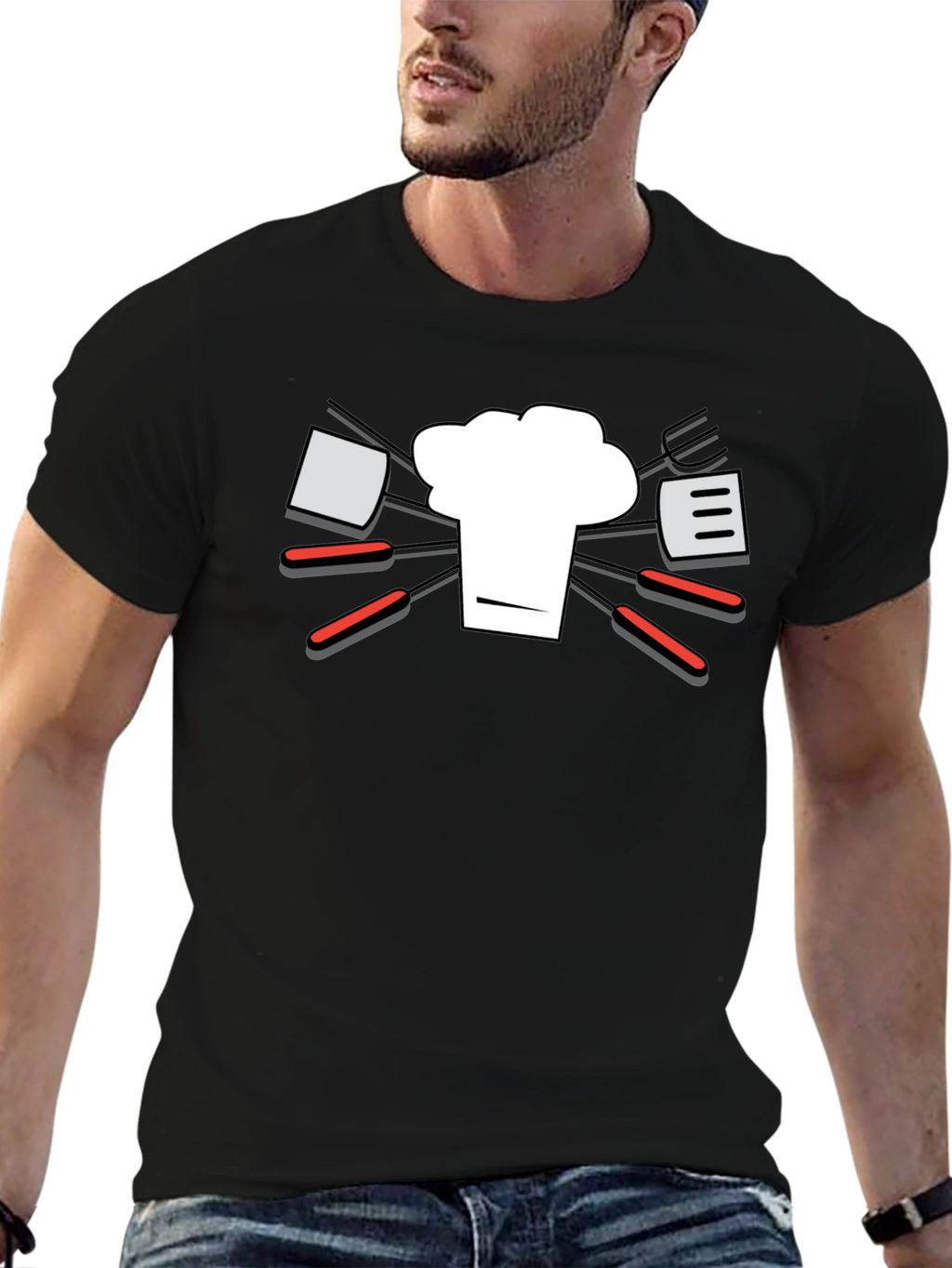 Chef Hat & BBQ Tools Graphic T-Shirt
