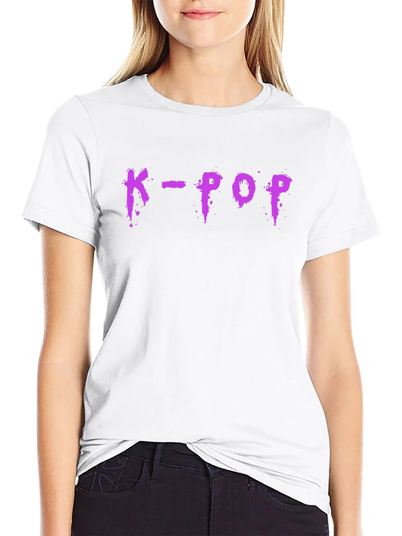 K-Pop Graphic T-Shirt - Trendy Purple Design