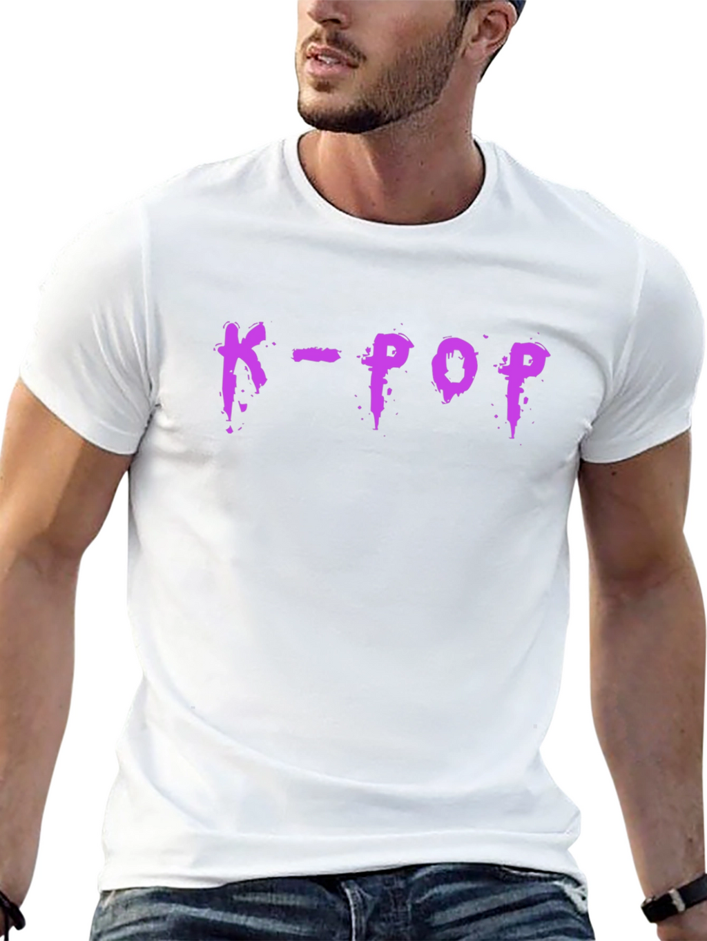 K-Pop Graphic T-Shirt - Trendy Purple Design