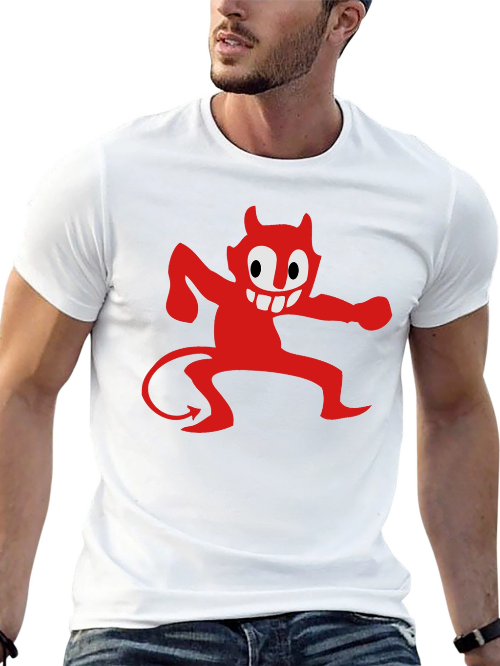 Cartoon Devil Graphic Tee - Mens Black T-Shirt