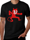 Cartoon Devil Graphic Tee - Mens Black T-Shirt