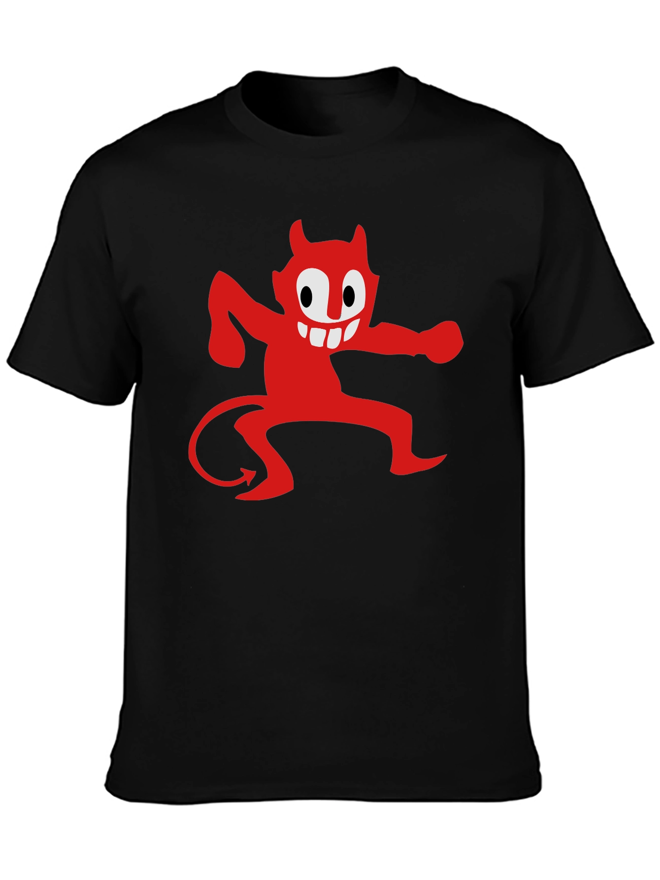 Cartoon Devil Graphic Tee - Mens Black T-Shirt