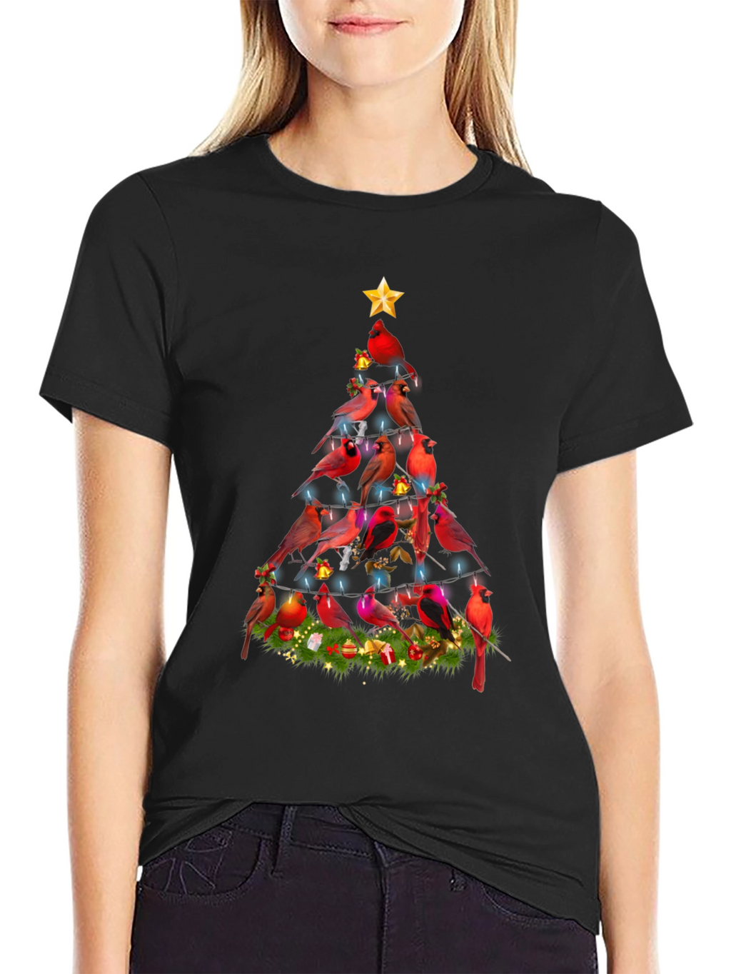 Cardinal Christmas Tree Graphic Tee