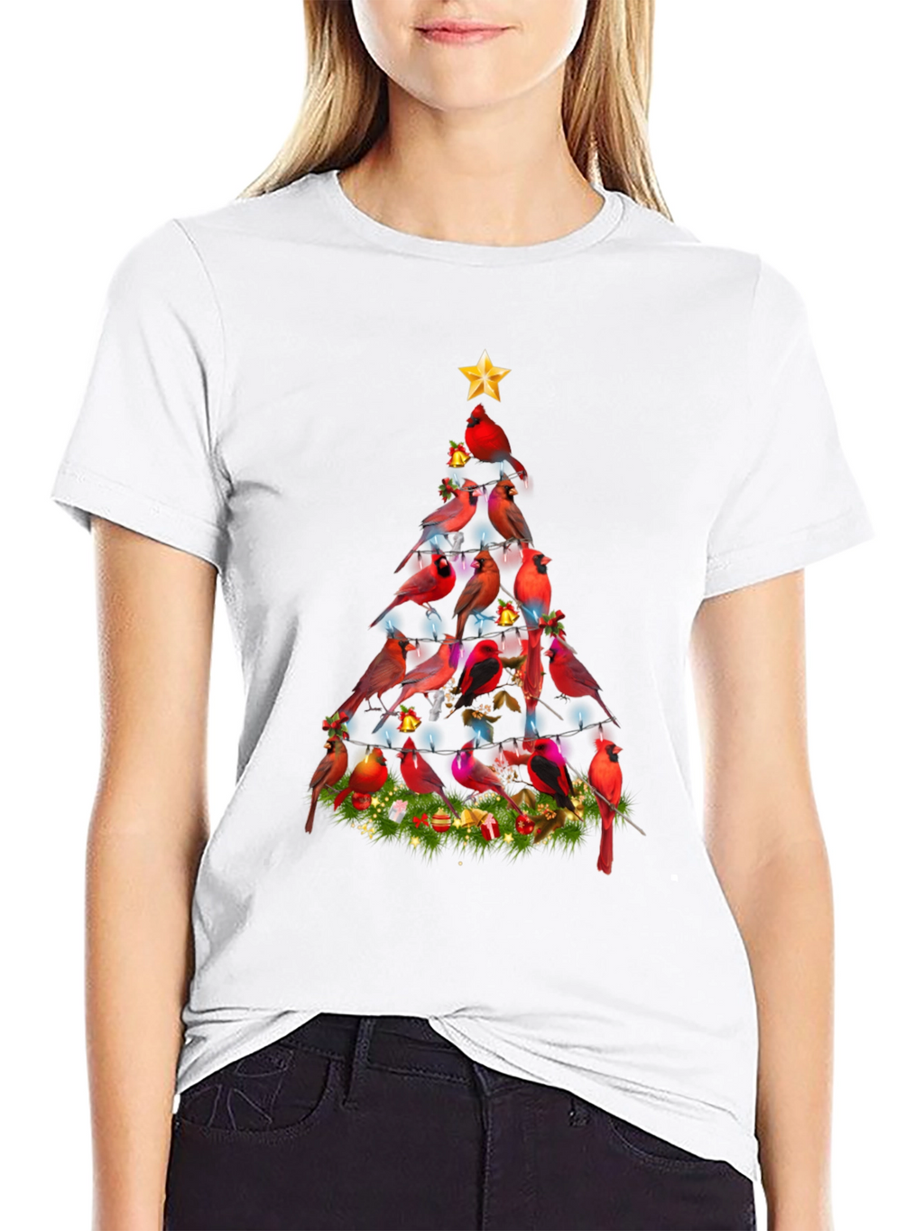 Cardinal Christmas Tree Graphic Tee
