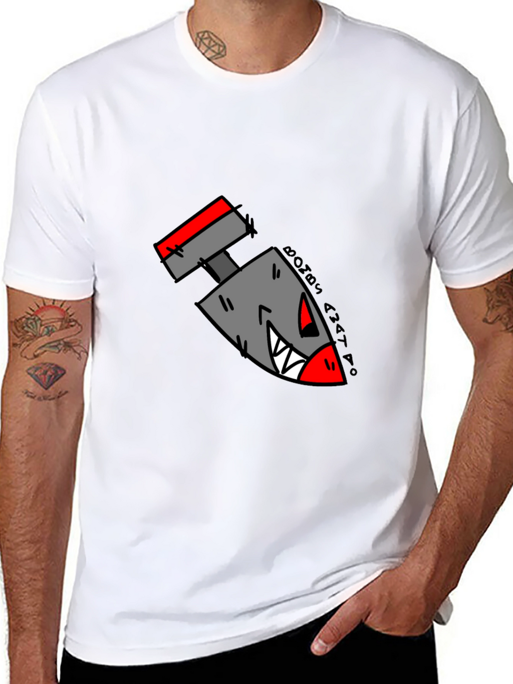 Cartoon Bomb Graphic Tee - Black Cotton T-Shirt