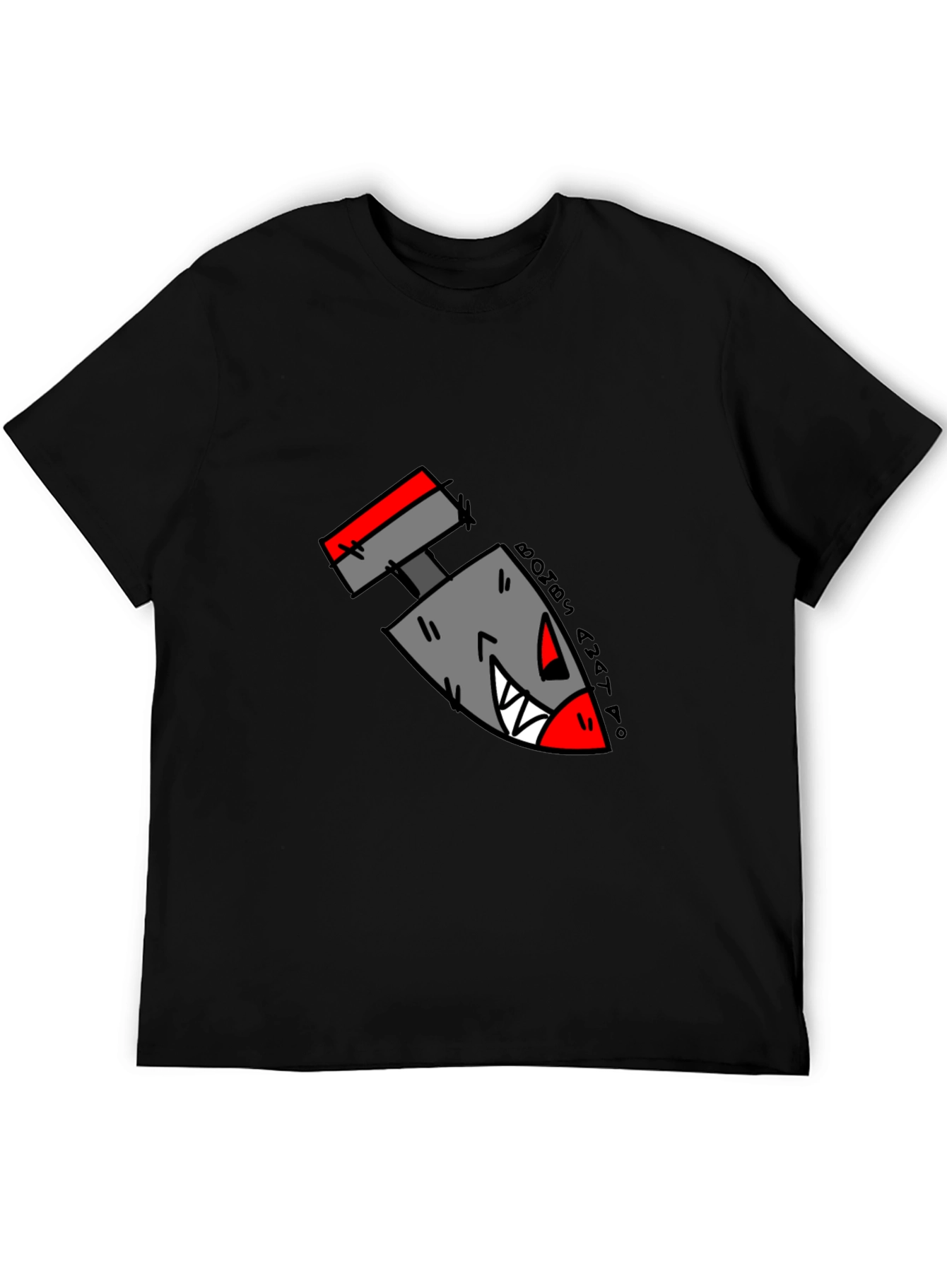 Cartoon Bomb Graphic Tee - Black Cotton T-Shirt