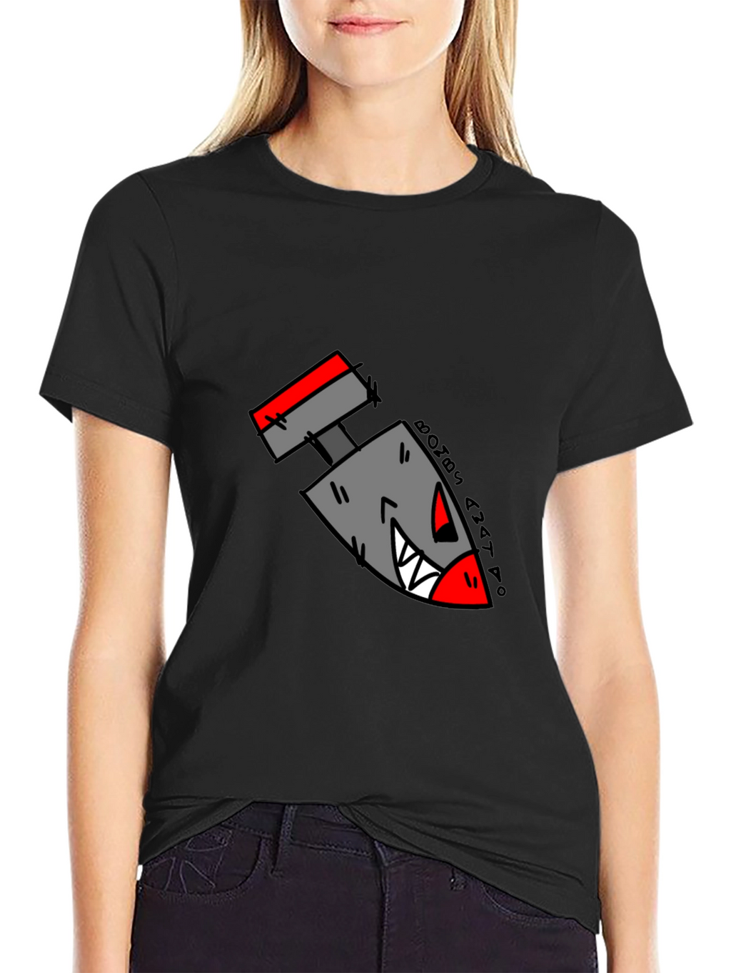 Cartoon Bomb Graphic Tee - Black Cotton T-Shirt